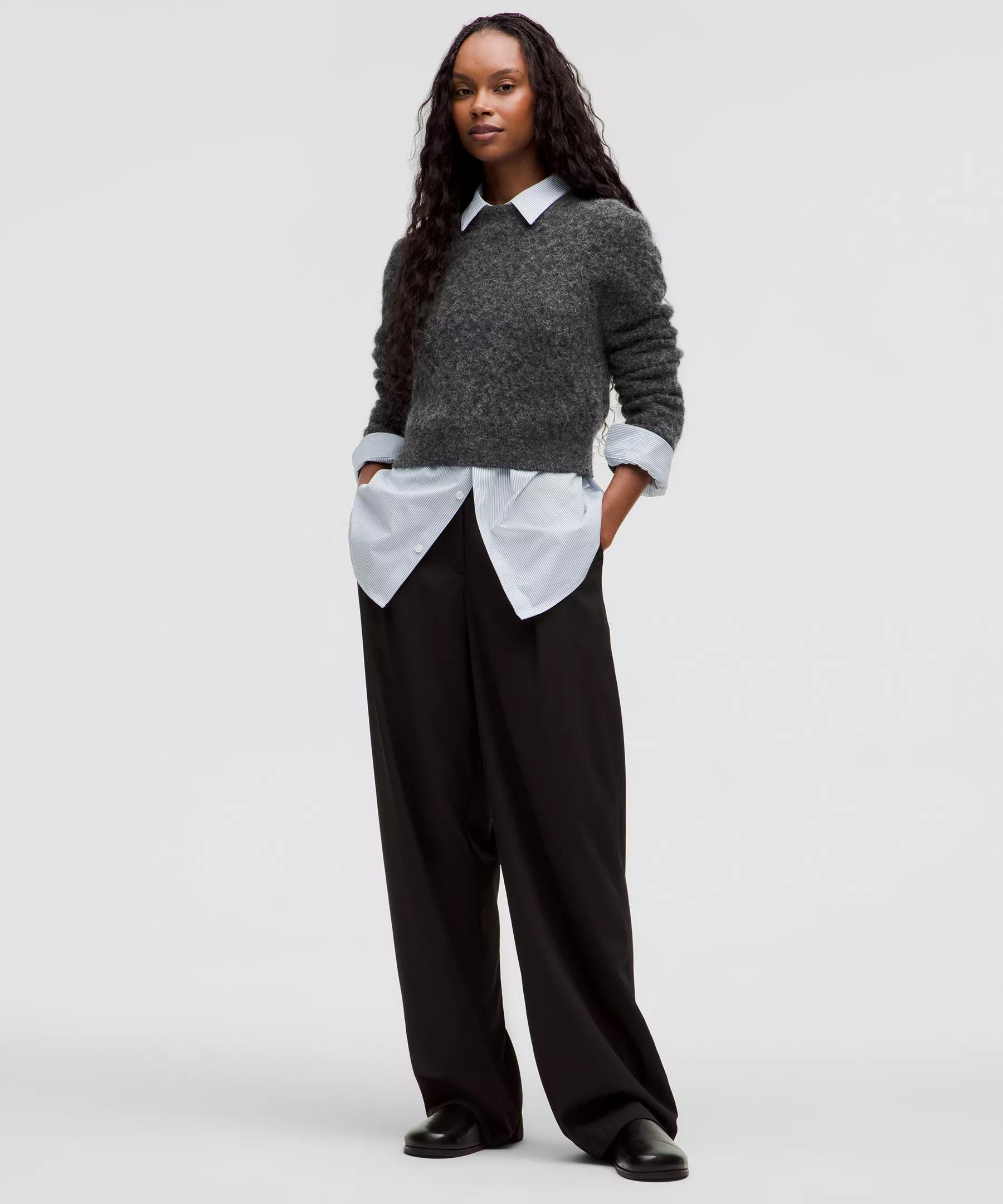 Alpaca Wool-Blend Crosshatch Sweater Product Image