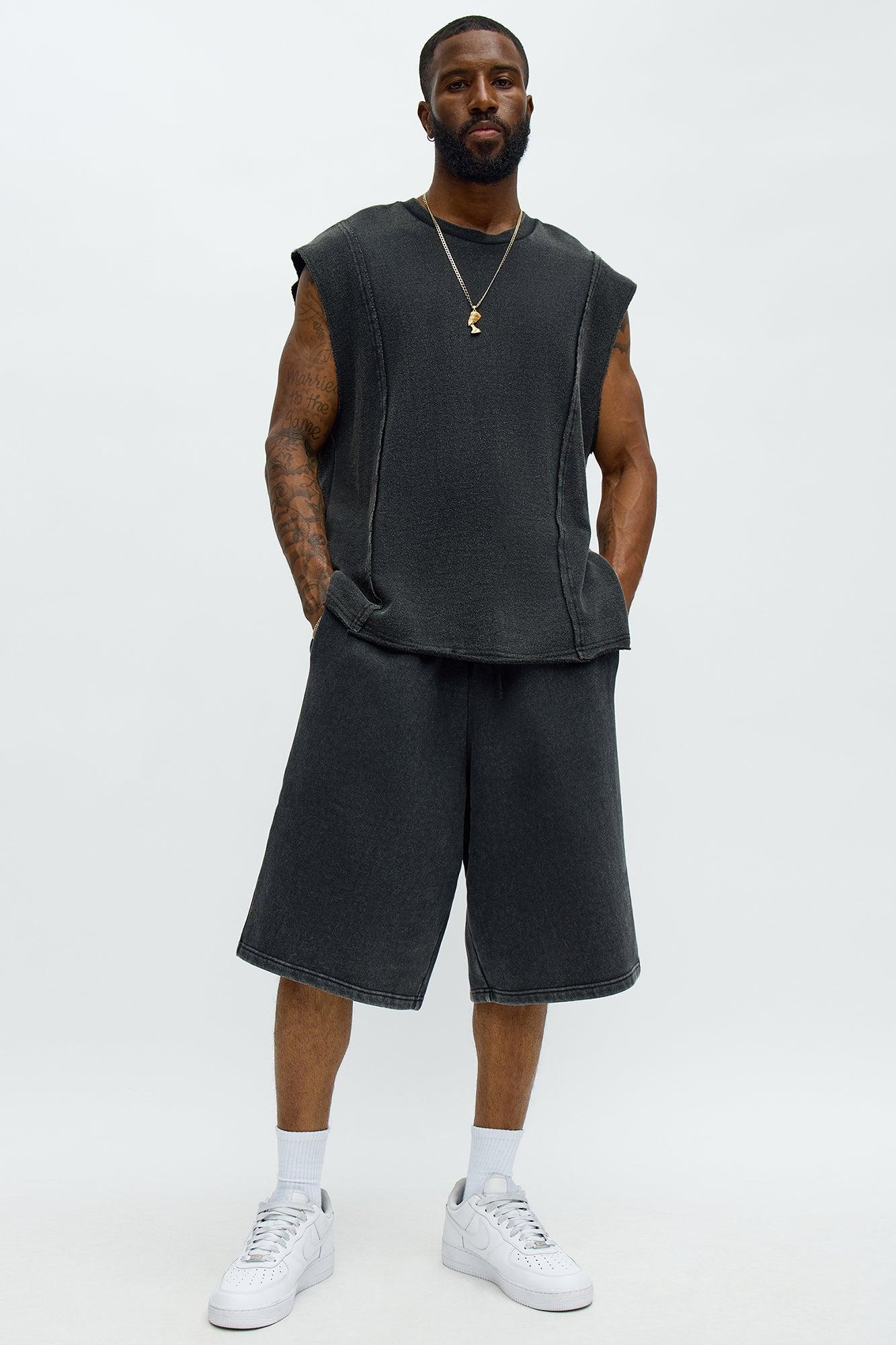 Tyson Baggy Washed Shorts - Black Wash Male Product Image