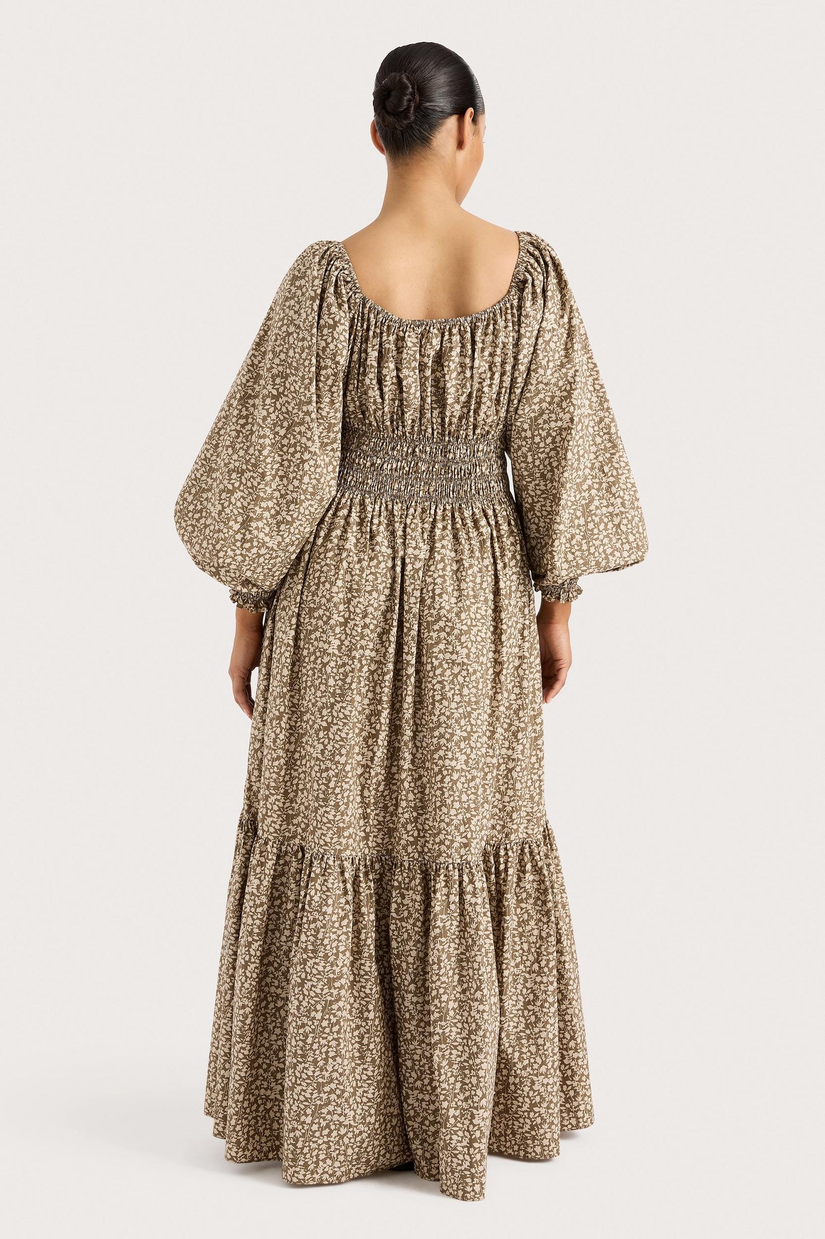 Fleur Maxi Dress Micro Leaves Walnut - Final Sale Product Image