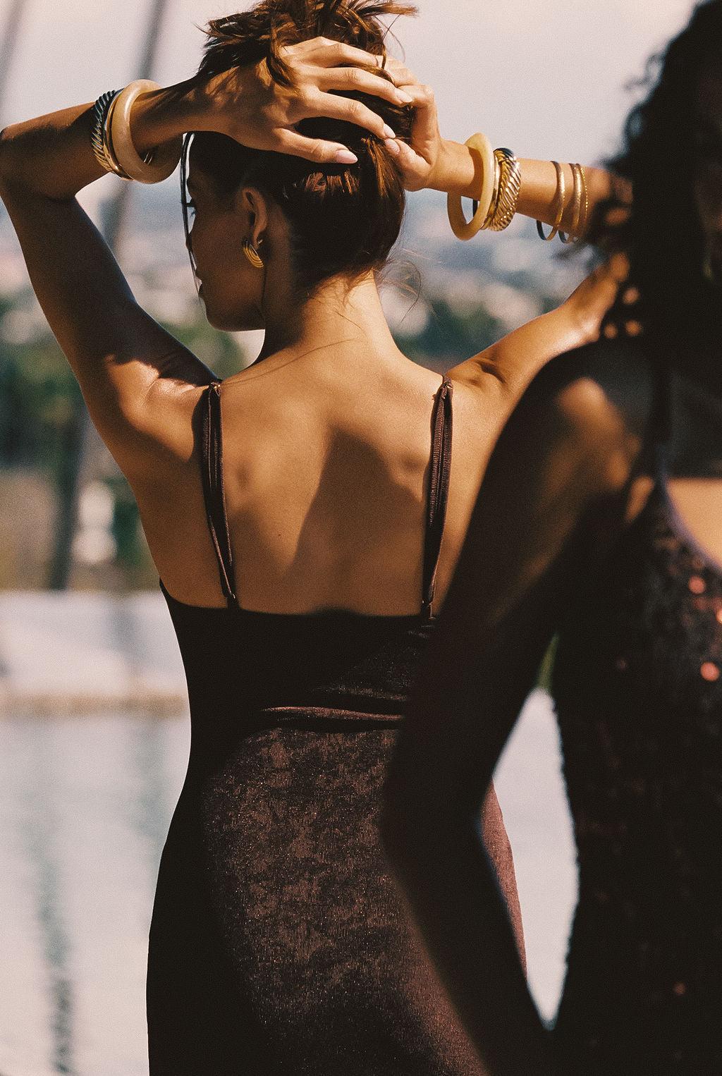 Elena Brown Slinky Dress Product Image