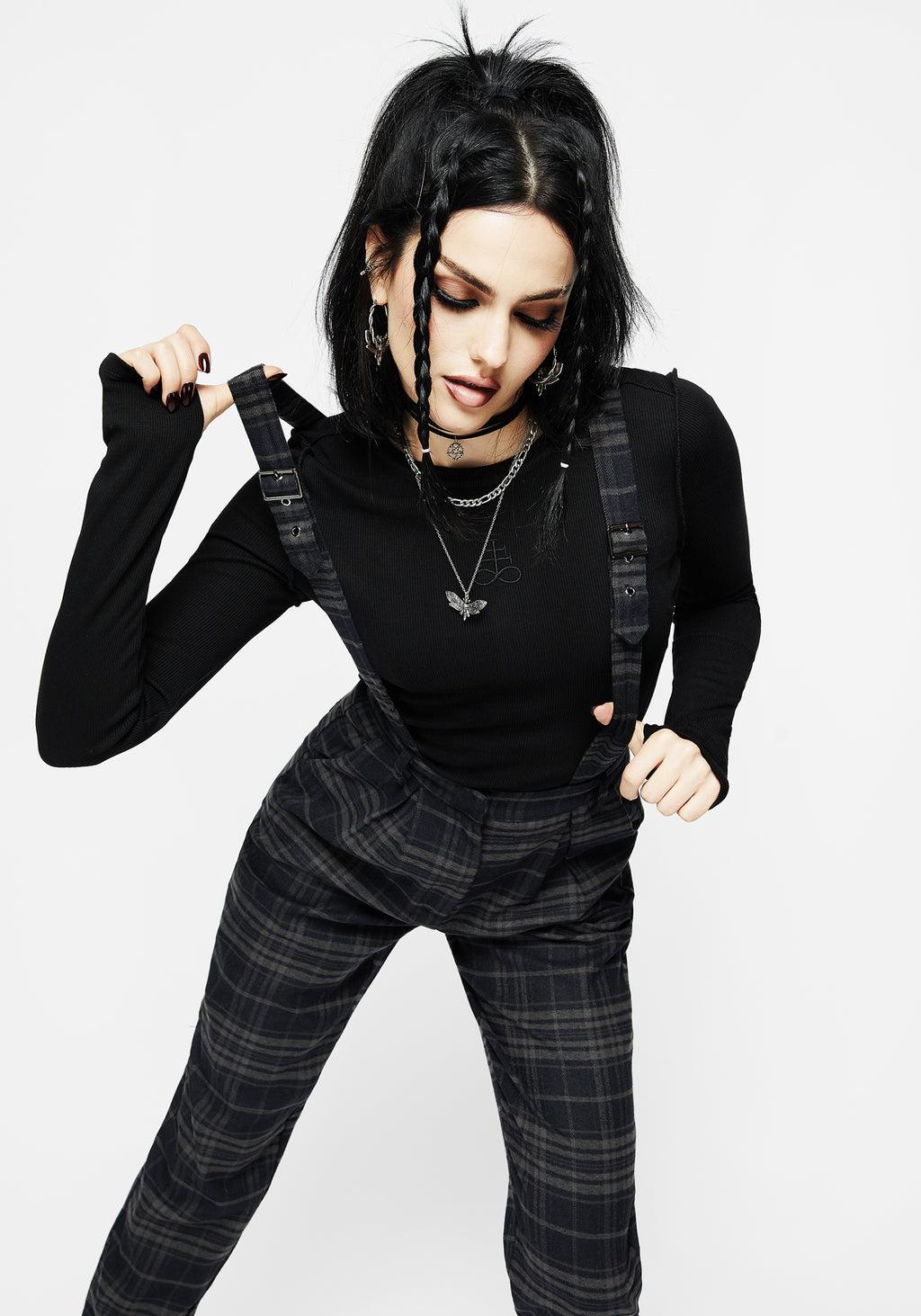 Reckless Distressed Check Trousers Product Image