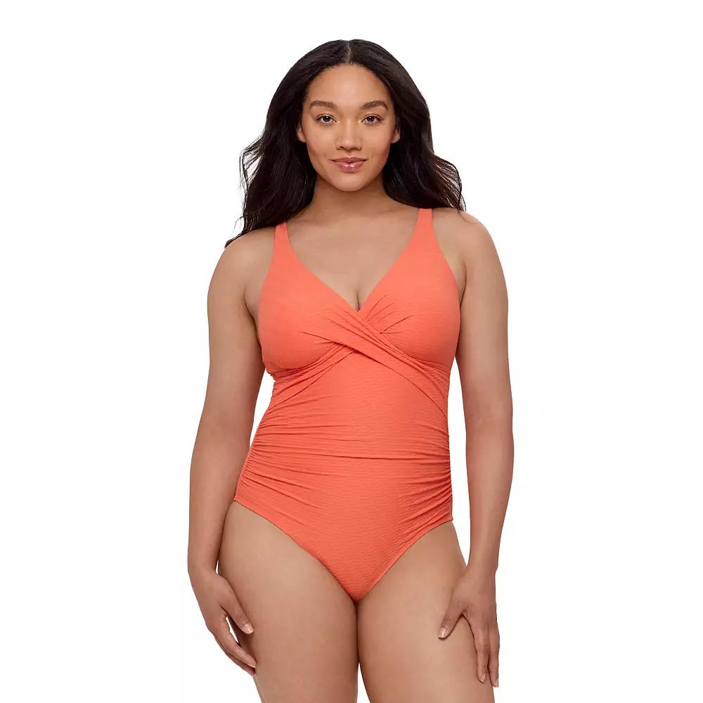 Womens Bal Harbour Cross Front One-Piece Swimsuit Orange Product Image