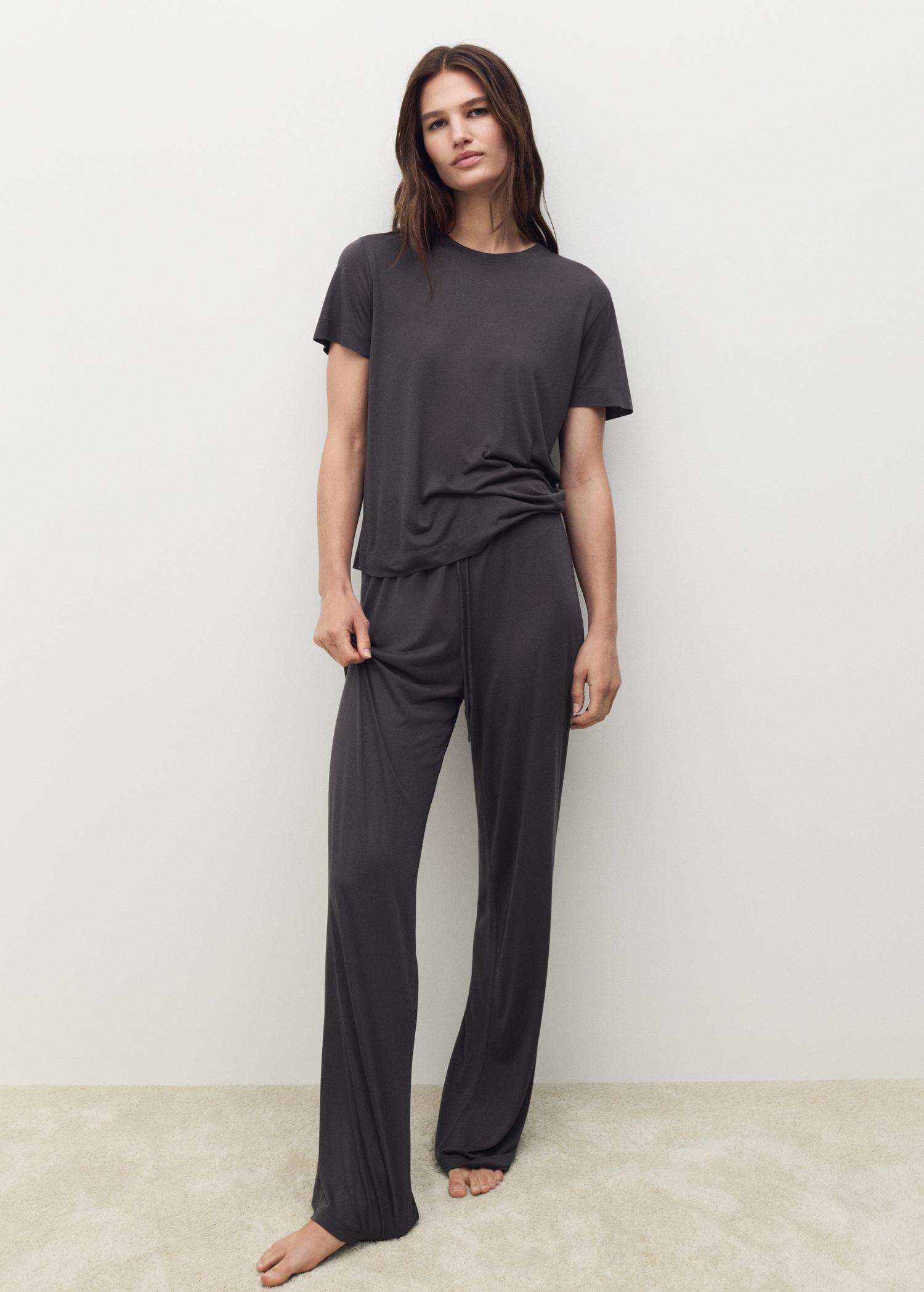 Short-sleeved micro-modal pajama top - Women | MANGO USA Product Image