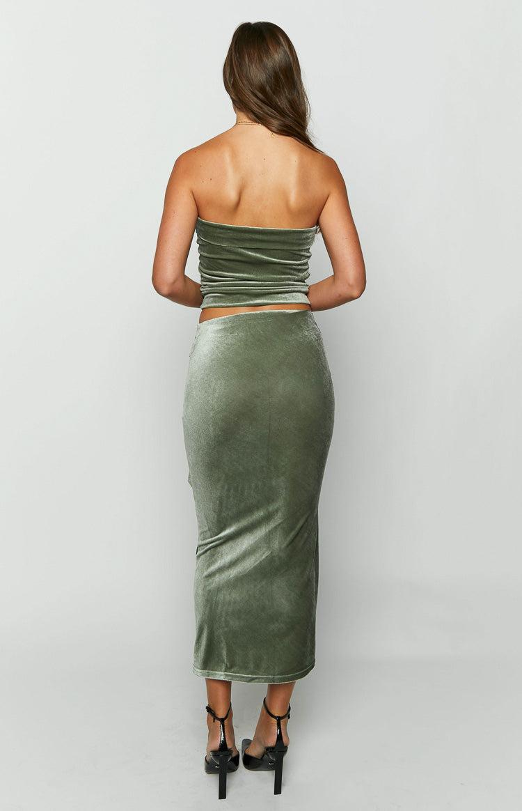 Arleth Green Velvet Maxi Skirt Product Image