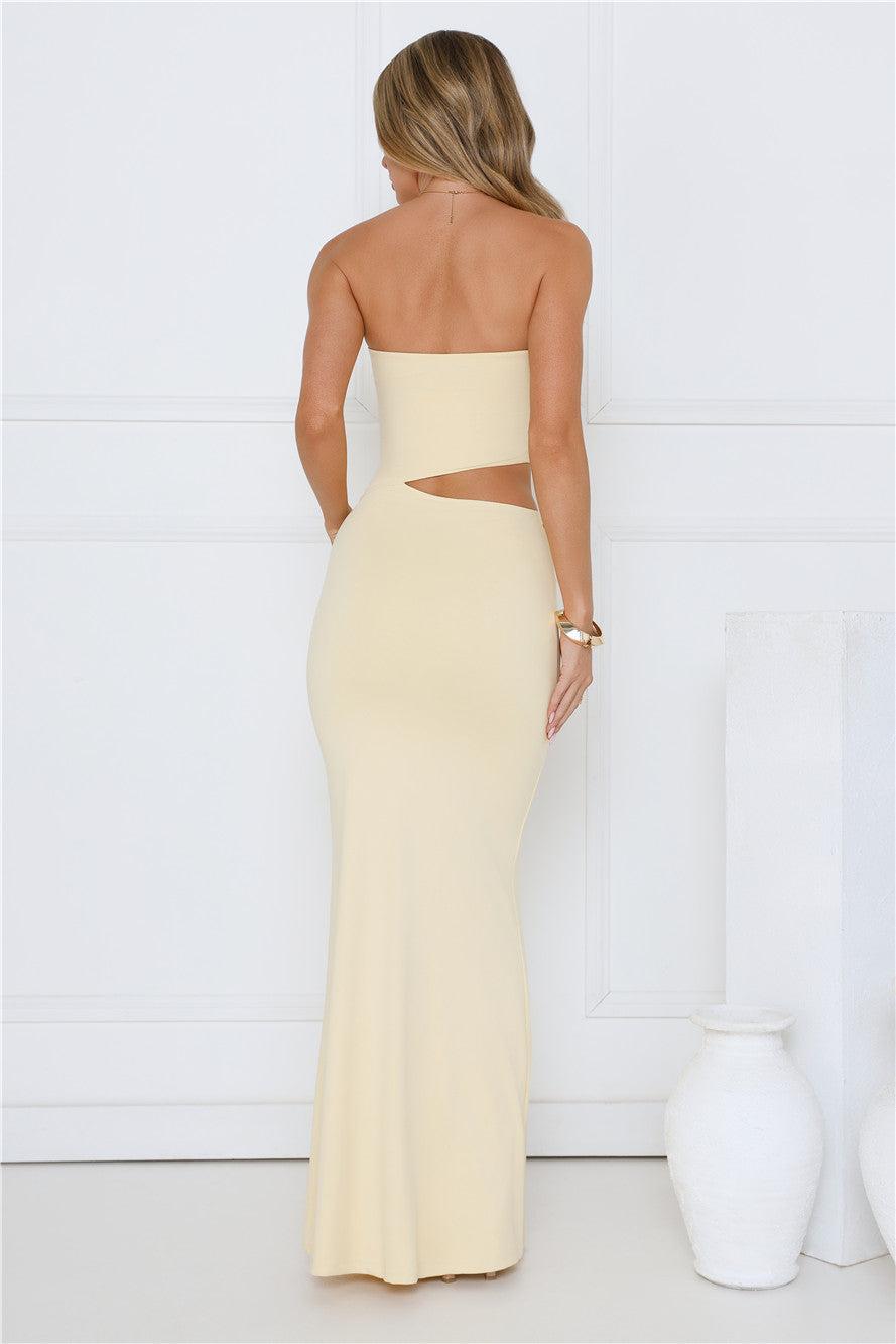 Chic Star Strapless Maxi Dress Yellow Product Image