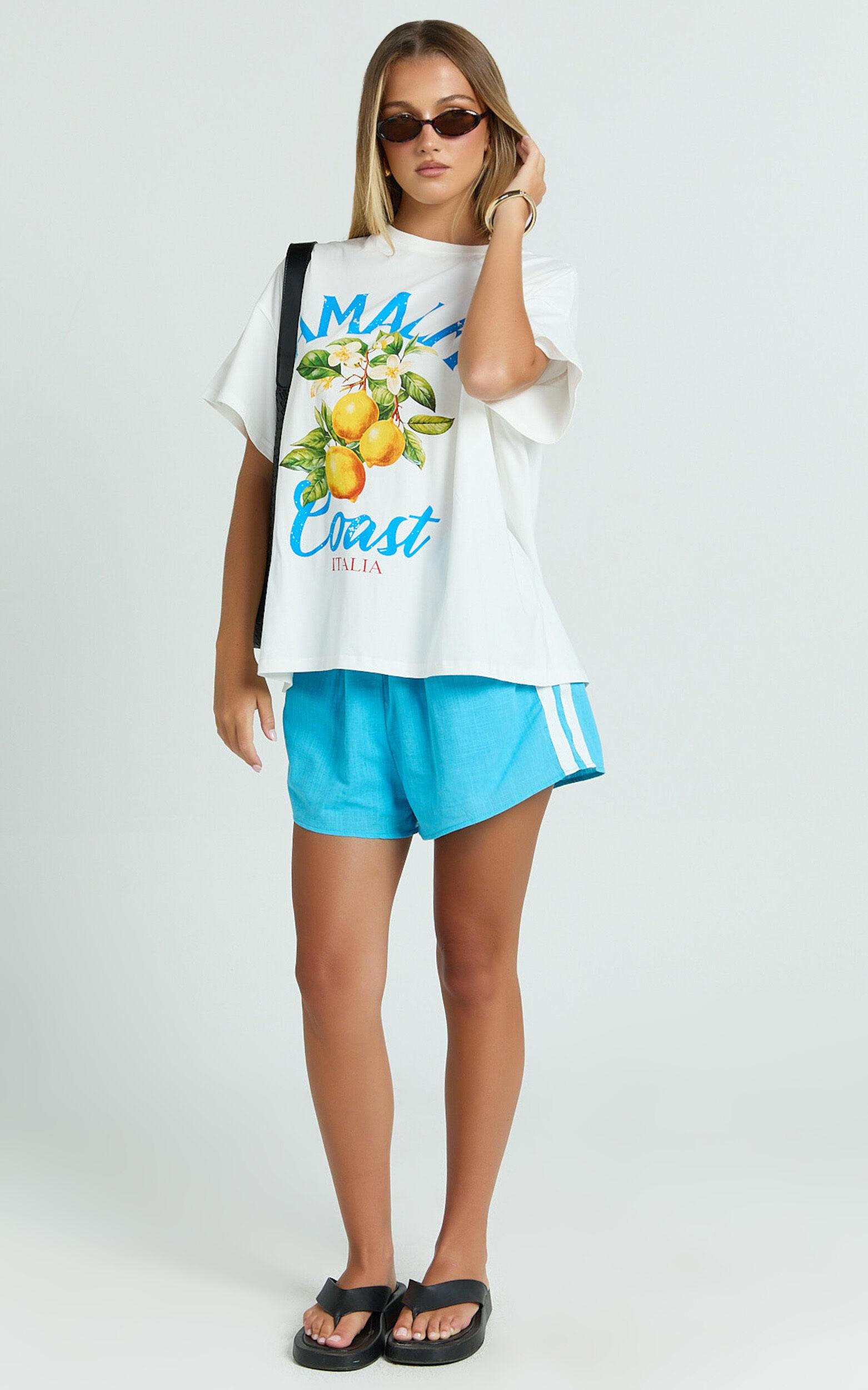 Luna Two Piece Top and Shorts Set - Amalfi T-shirt Set in White Product Image