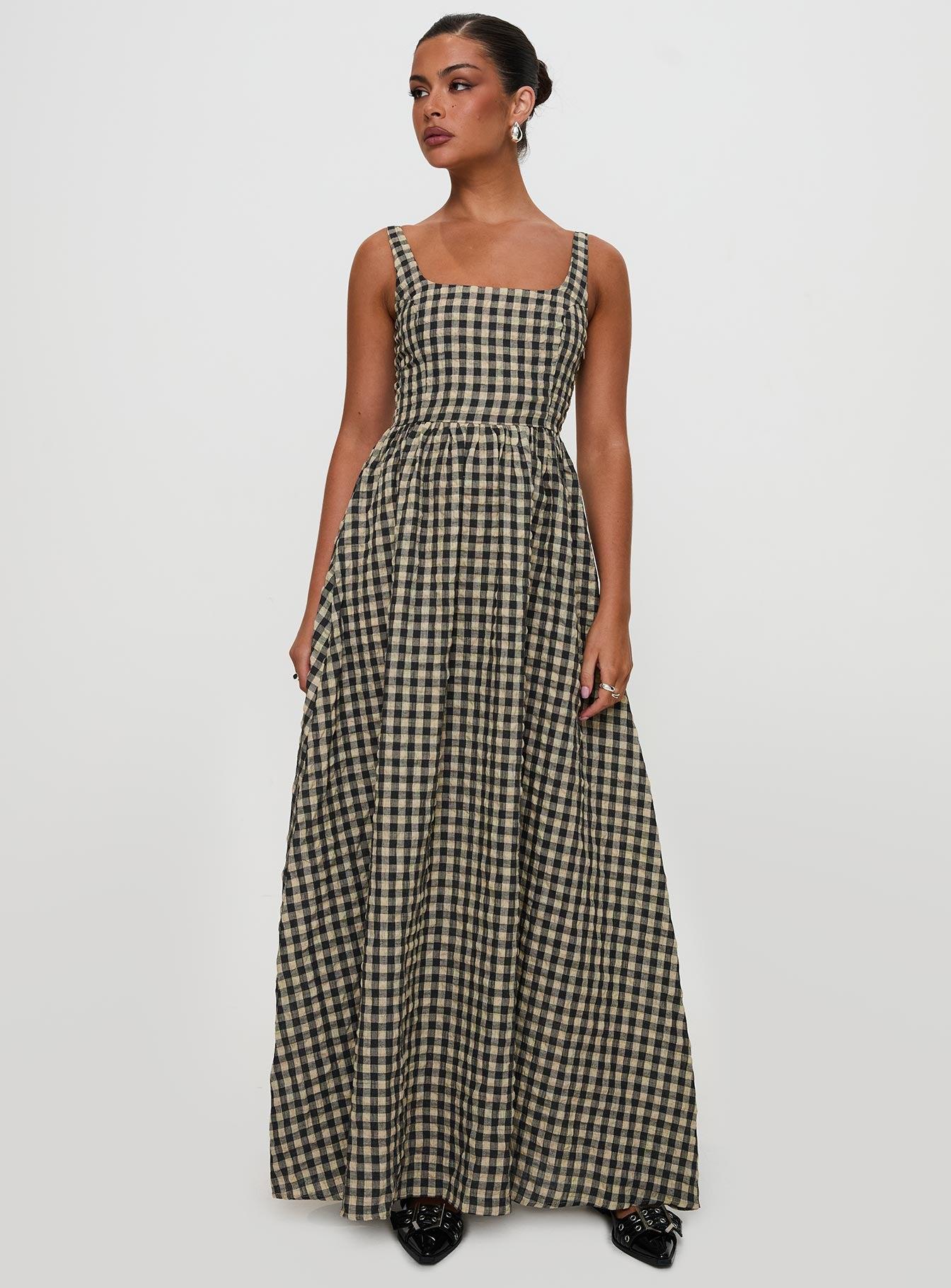 Cartmel Check Maxi Dress Black / Cream Product Image