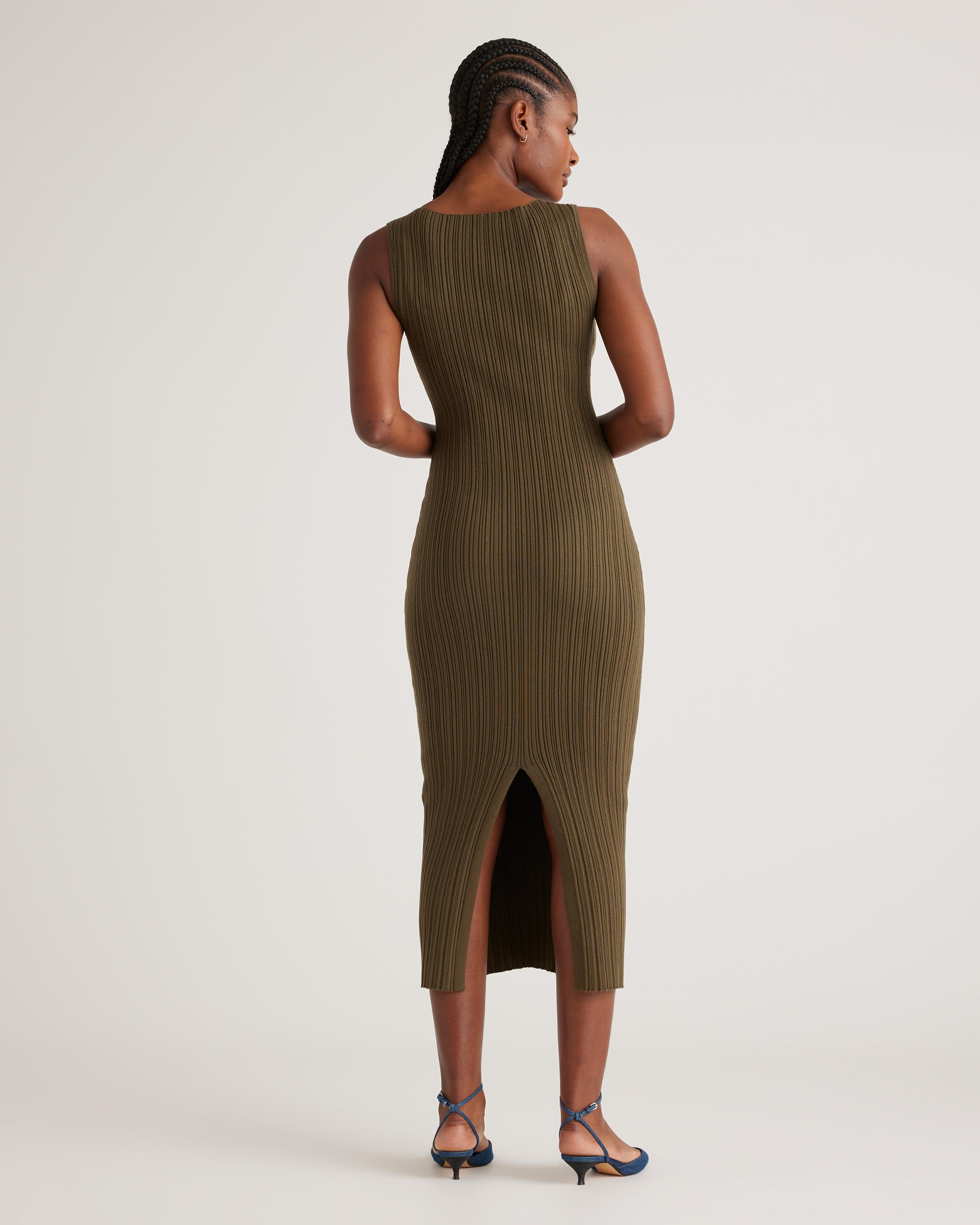 Quince | Women's Cotton Cashmere Ribbed Sleeveless Midi Dress Size XS Product Image