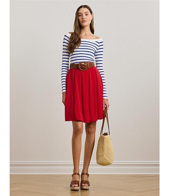 Lauren Ralph Lauren Sand Washed Satin Twelve Panel A-Line Skirt Product Image