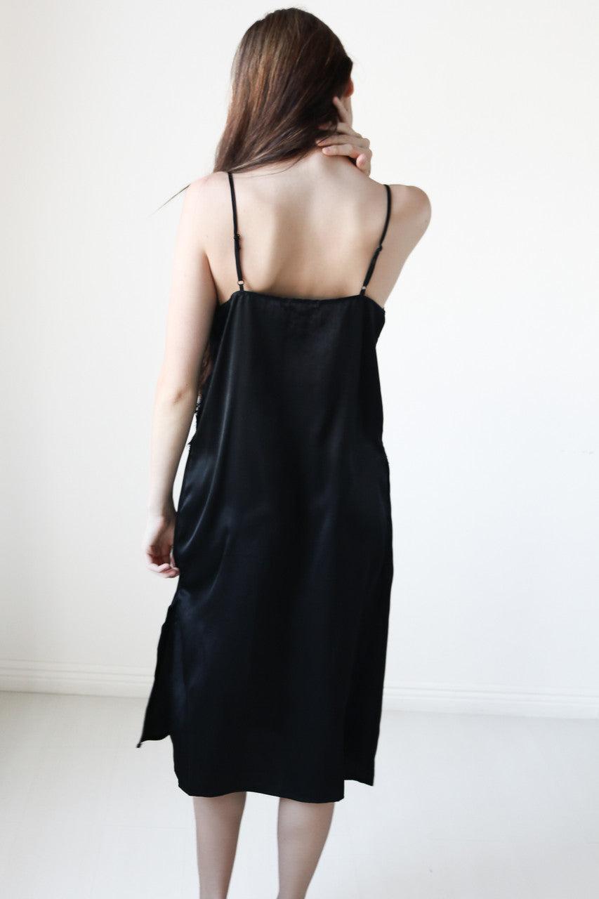 Black Midi Slip Dress Product Image