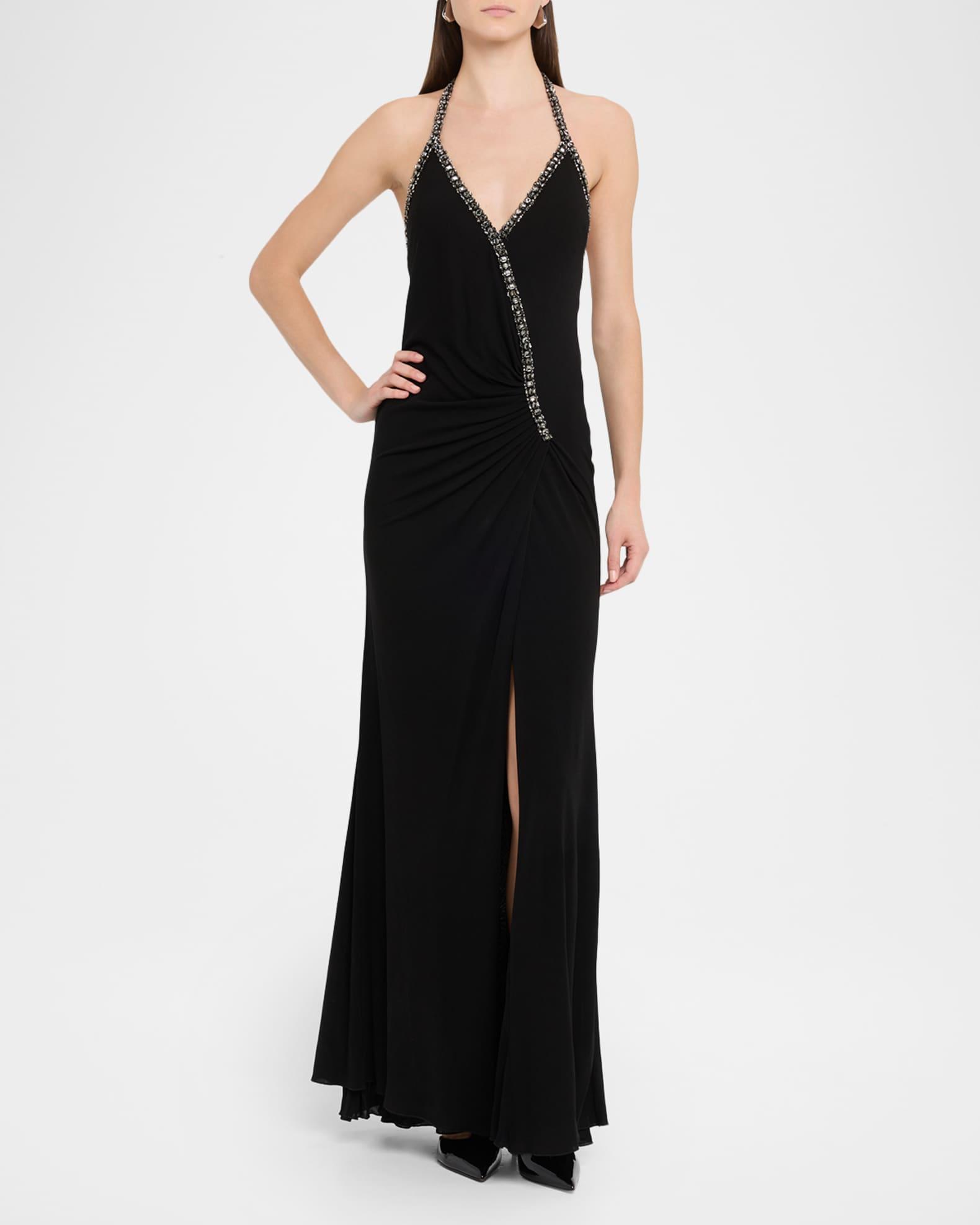 Long Rhinestone Halter Dress Product Image
