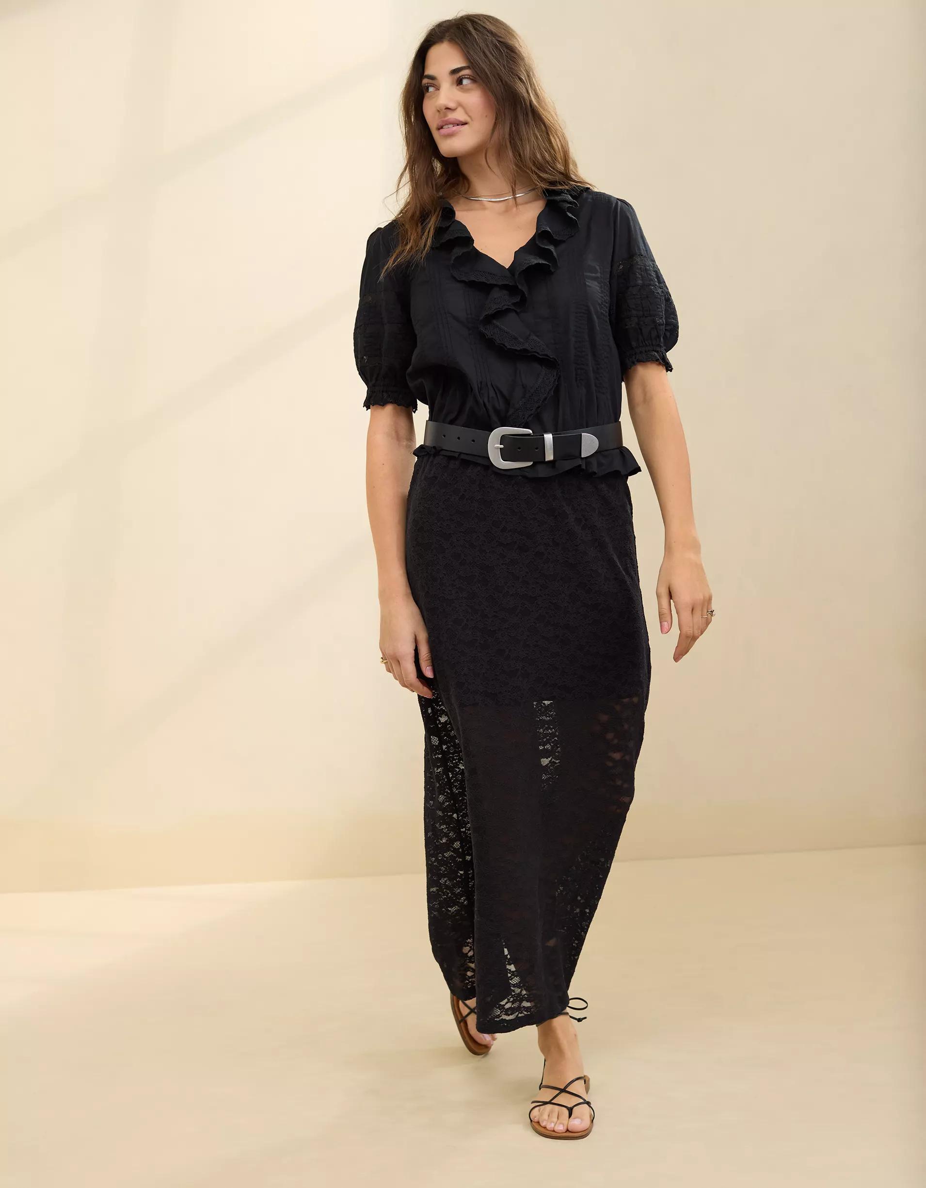 Aerie Short Sleeve Ruffle Blouse Product Image