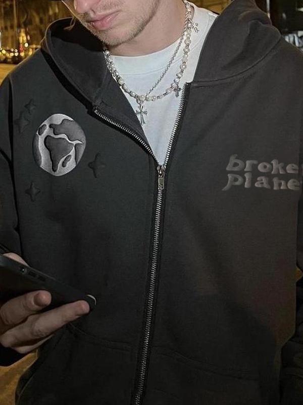 Men's Spider Web Print Oversized Hoodie Product Image