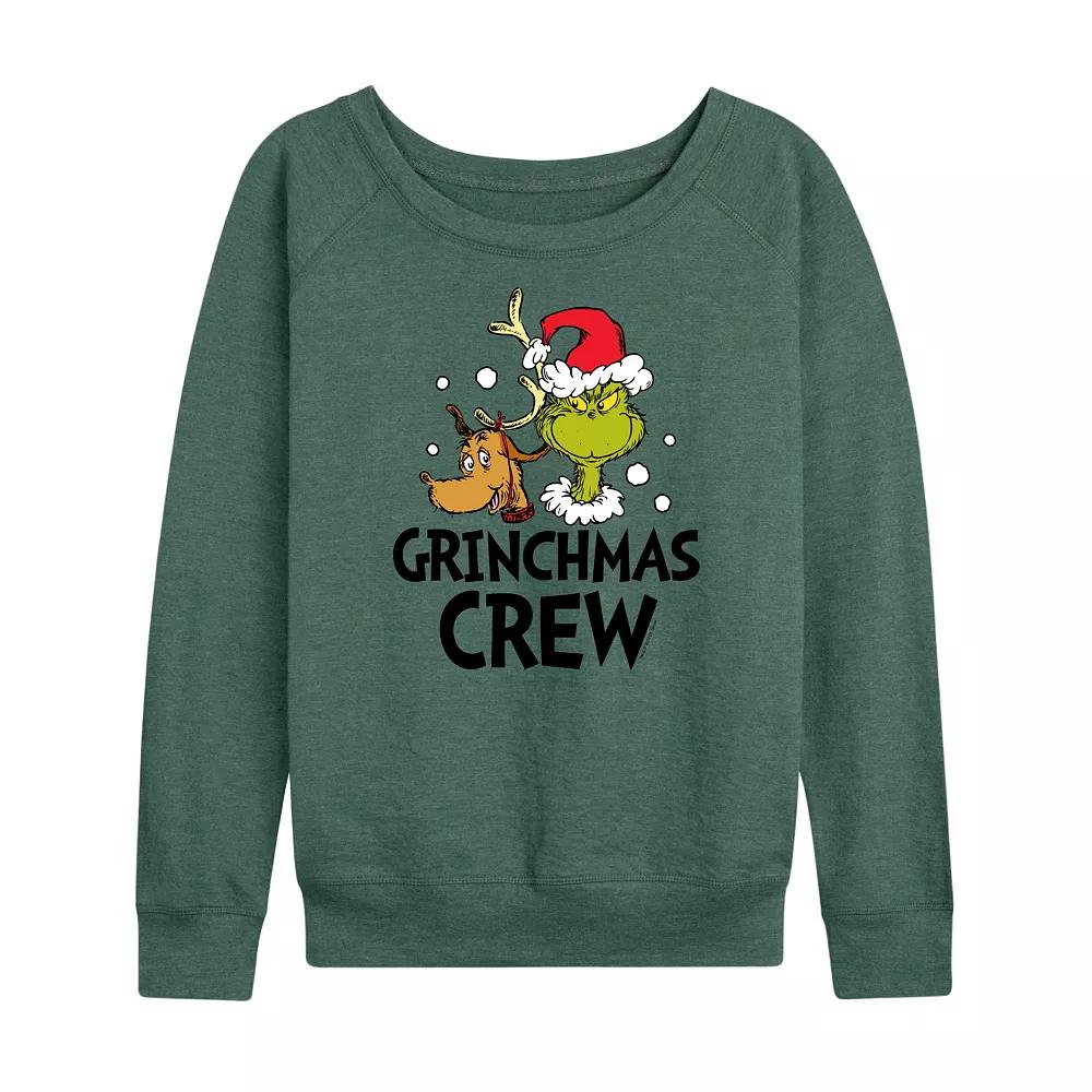 Women's Dr. Seuss The Grinch Grinchmas Crew French Terry Long Sleeve Tee, Girl's,  Product Image