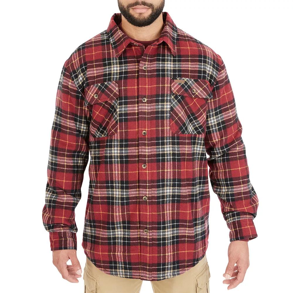 Men's Smith's Workwear Plaid Sherpa-Lined Cotton Flannel Shirt Jacket,  Product Image