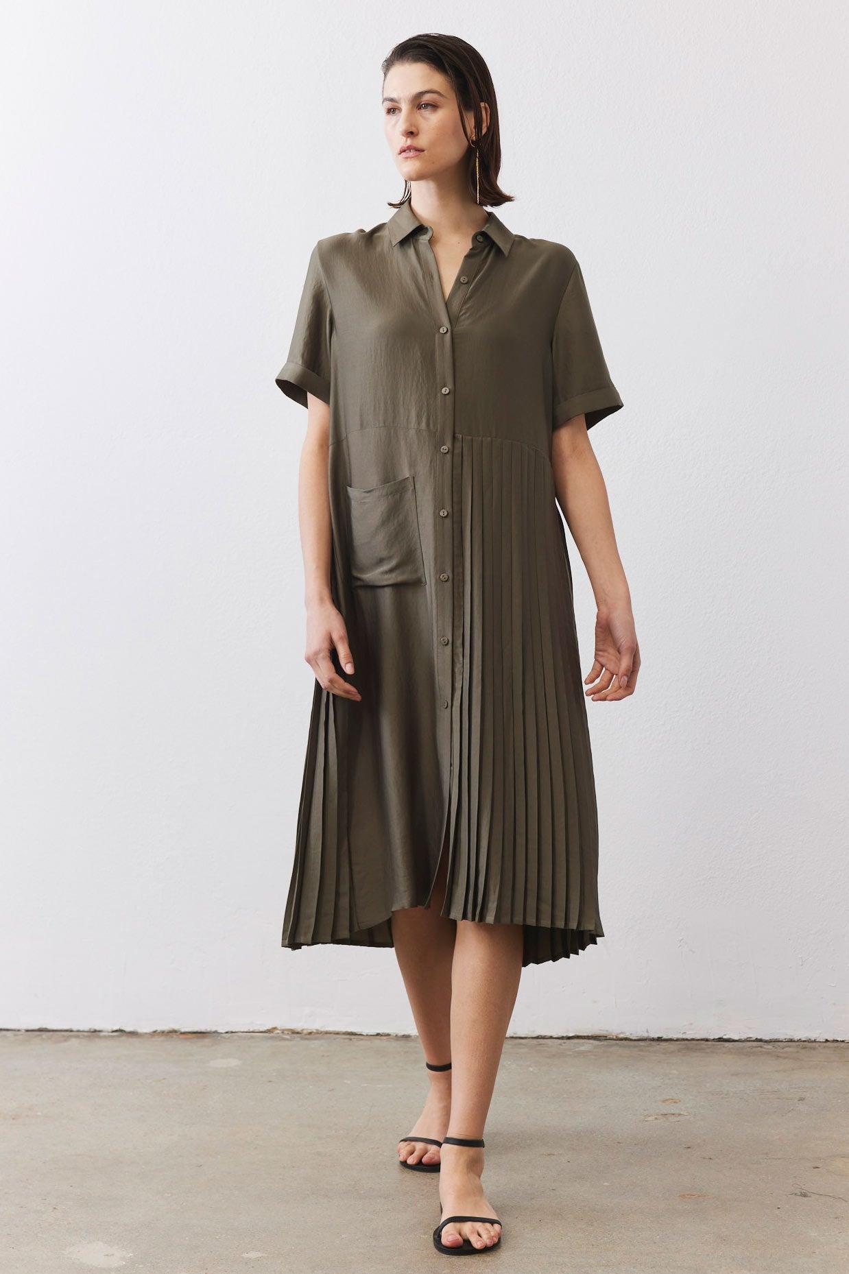 One-Sided Pleated Slinky Dress Product Image