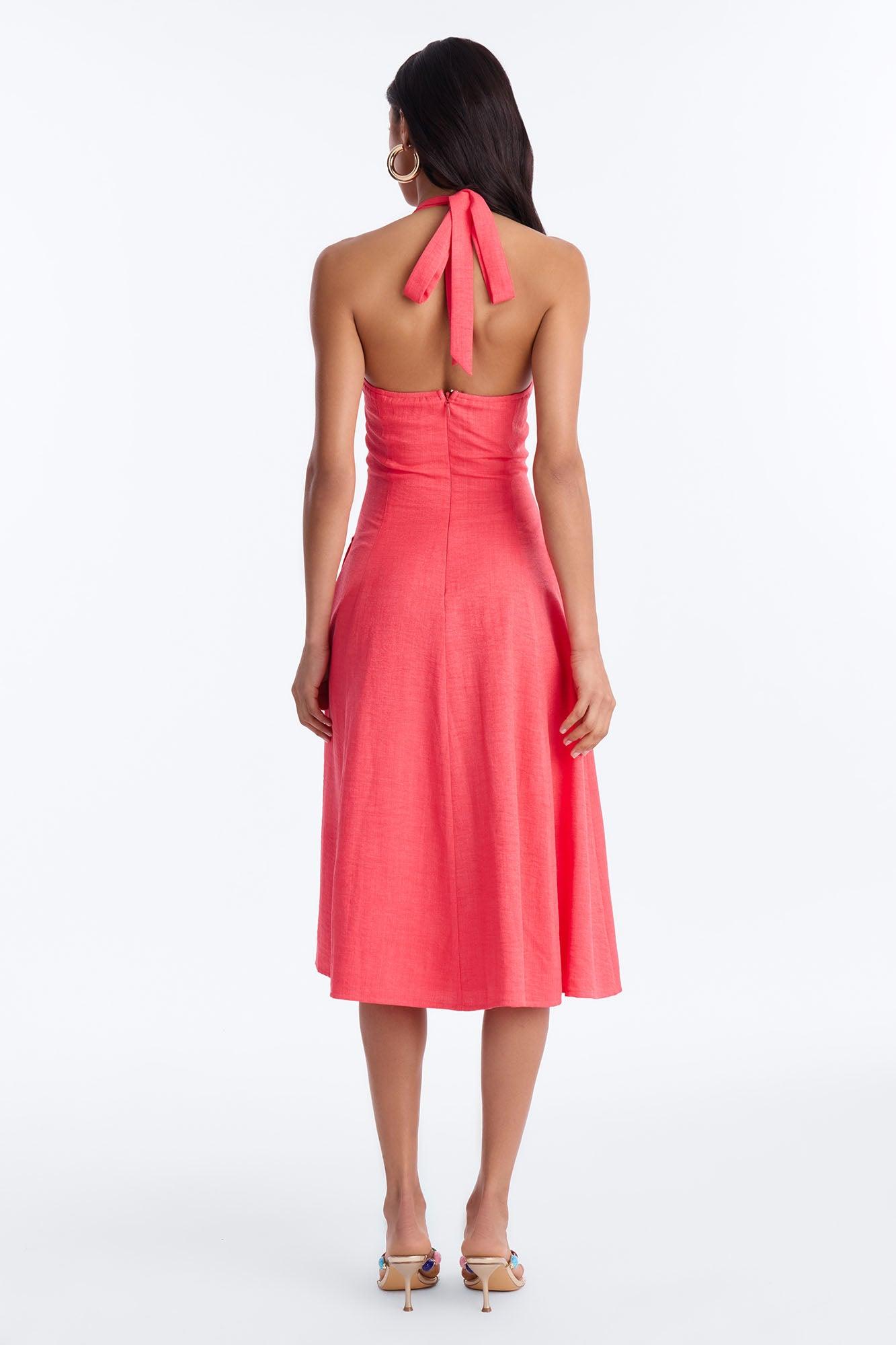 Christine Halter Midi Dress - Coral Female Product Image