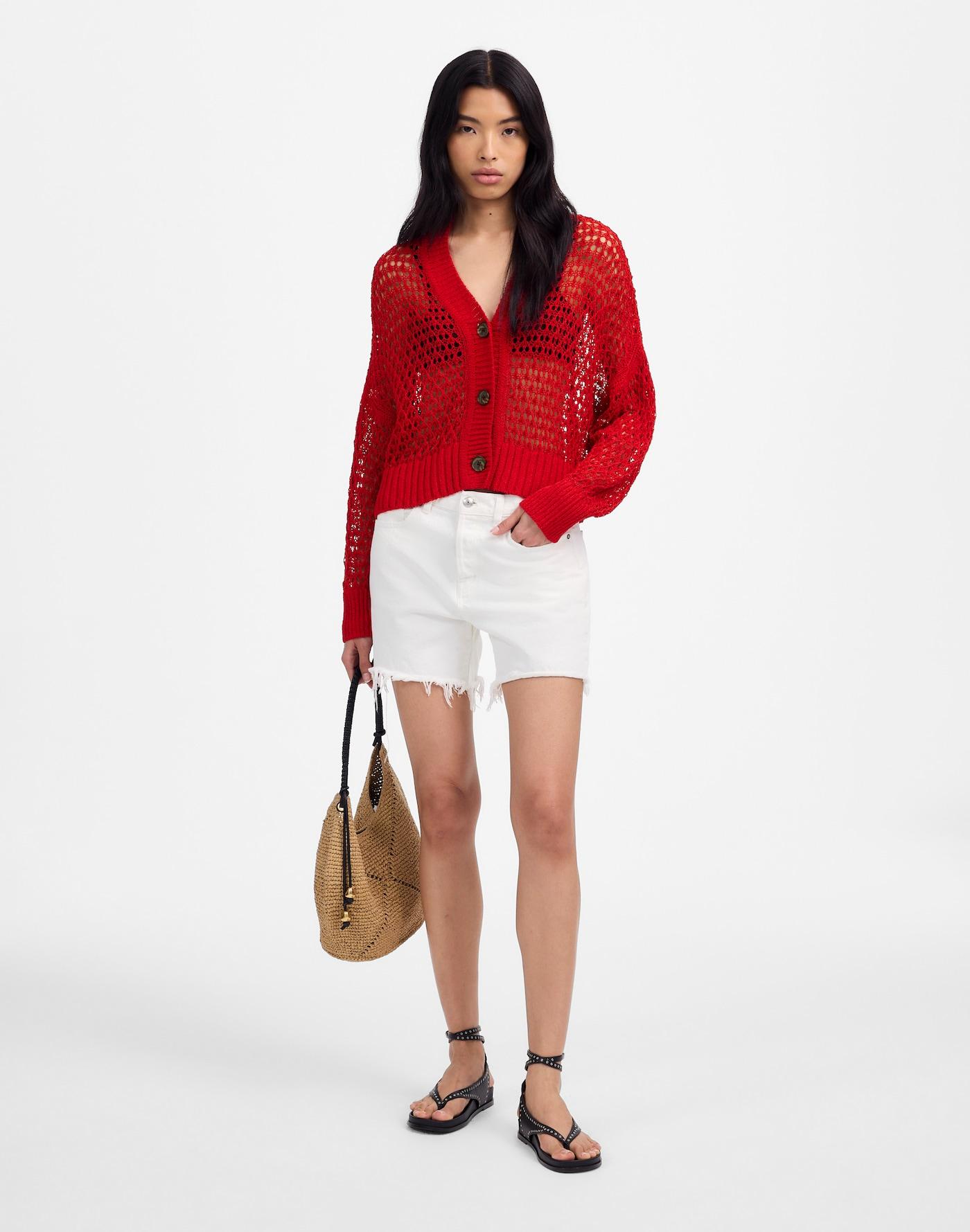 Open-Stitch V-Neck Cardigan Product Image
