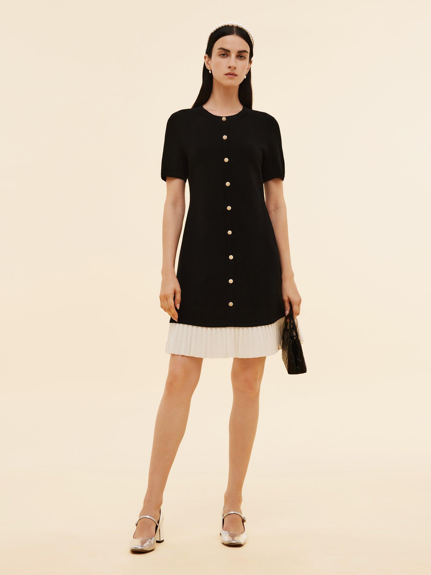 Tencel Blend Color Block Women Knit Mini Dress Product Image