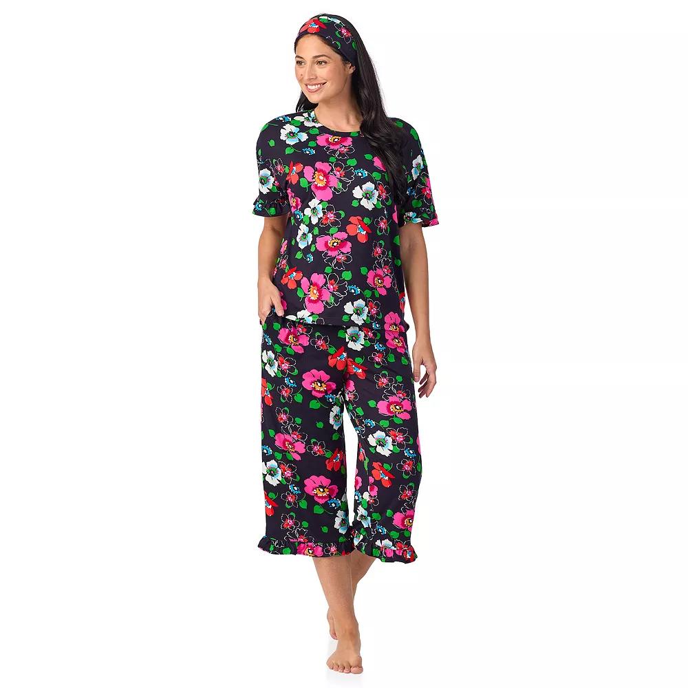 Women's Cuddl Duds® 3-Piece Short Sleeve Pajama Top, Cropped Pajama Pants & Headband Set,  Product Image
