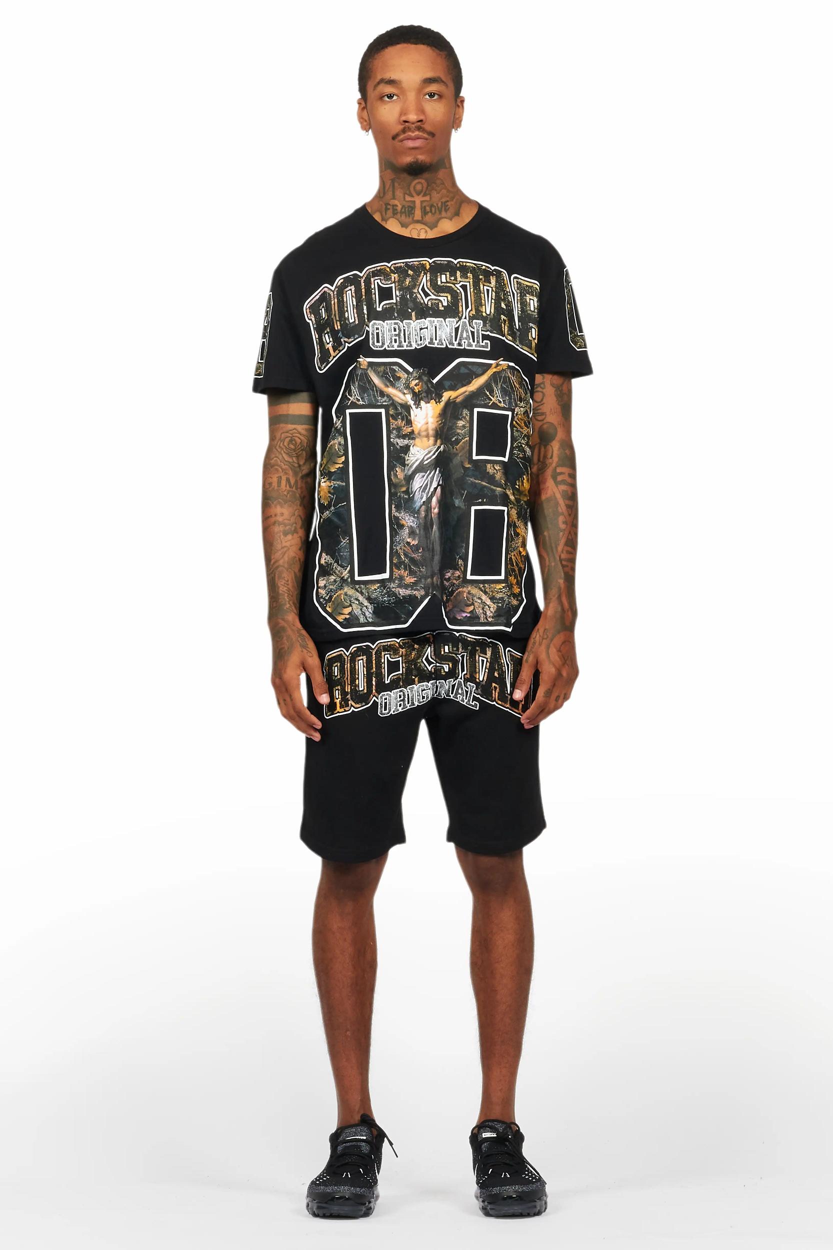 Fields Black Graphic T-Shirt Short Set Male Product Image