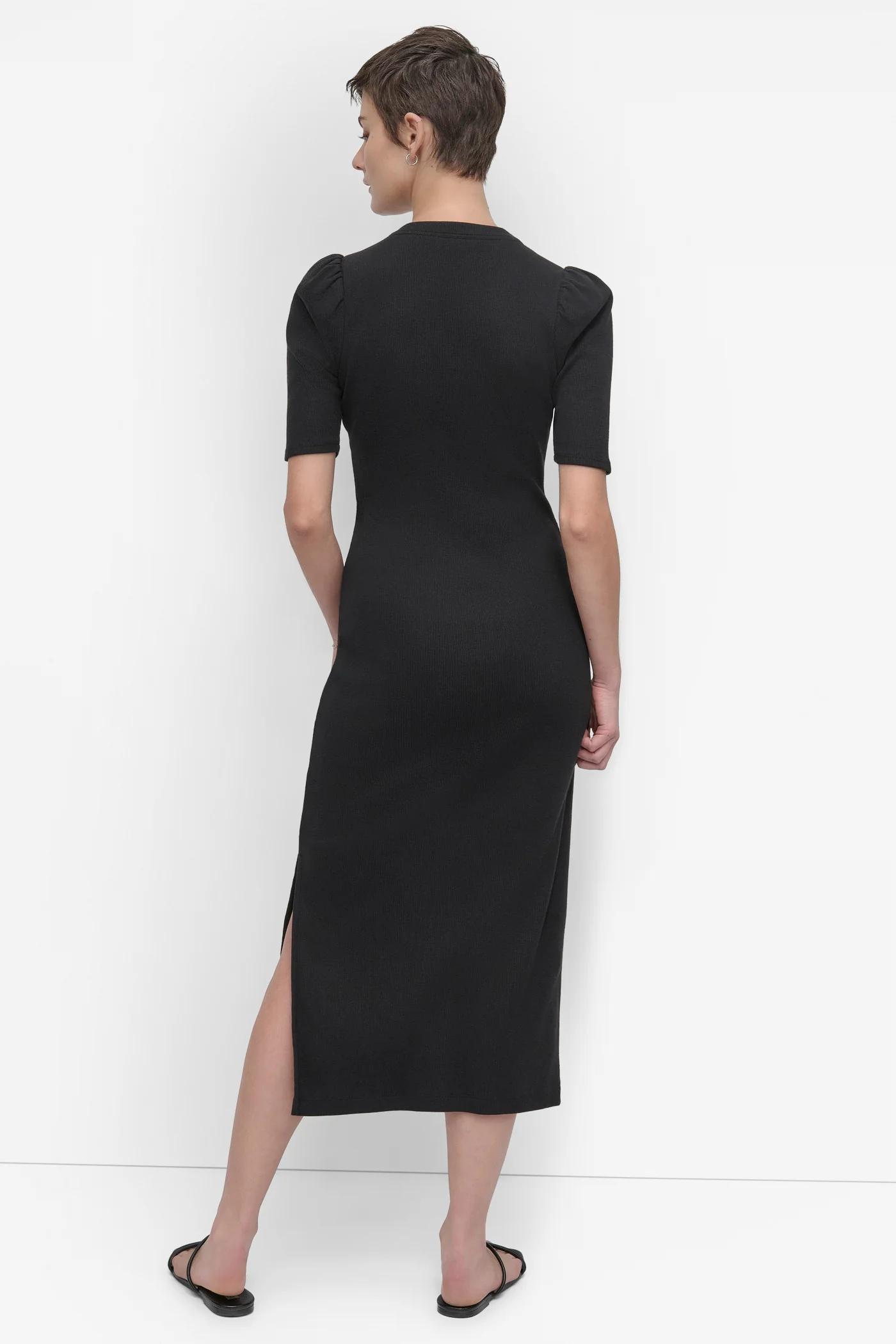 VNECK HENLEY LONG SLEEVE DRESS Product Image