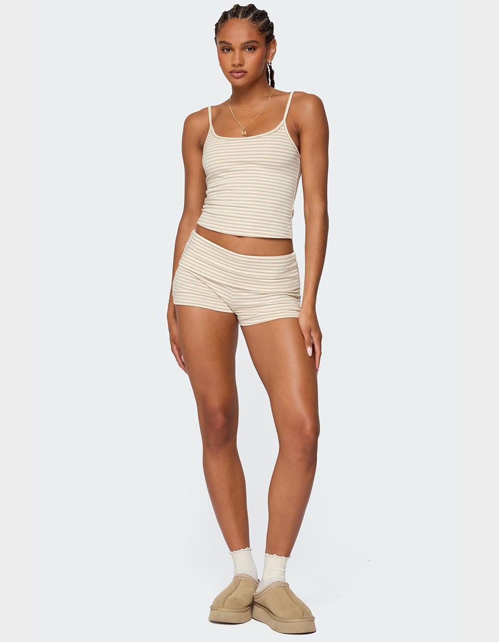 EDIKTED Kodi Striped Tank Top - BEIGE Product Image