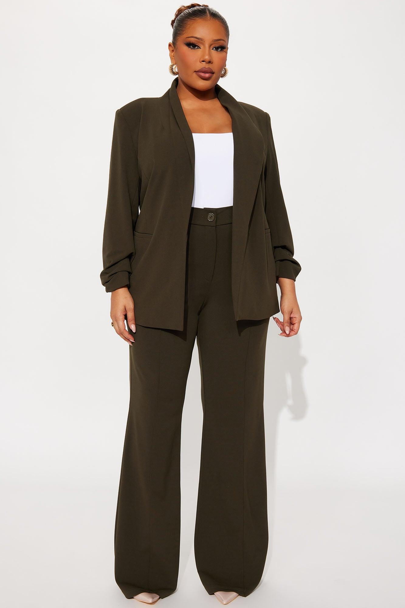 Heidi Wide Leg Trouser Pant - Olive Female Product Image