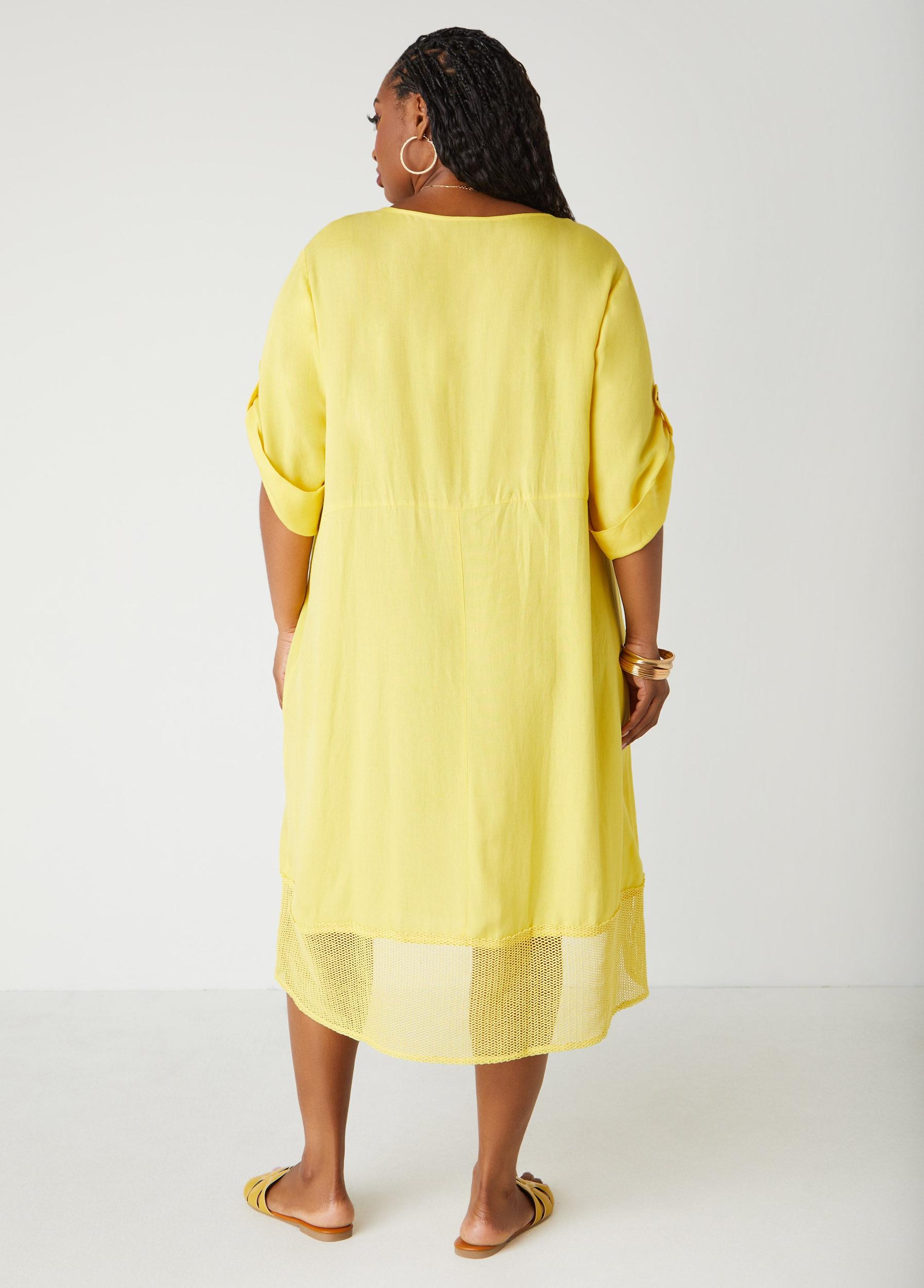 Plus Size Fishnet Paneled Midi Dress Ashley Stewart Product Image