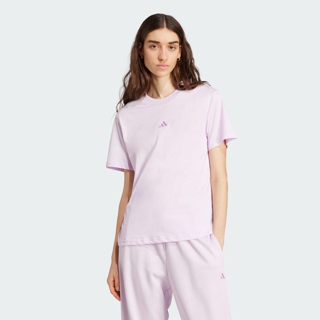 adidas Essentials Small Logo Cotton Tee Dark Blue XS Womens Product Image