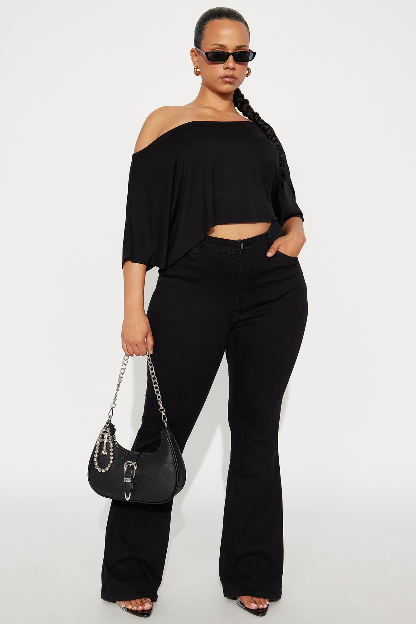 Modal Off Shoulder Cropped Top - Black Female Product Image