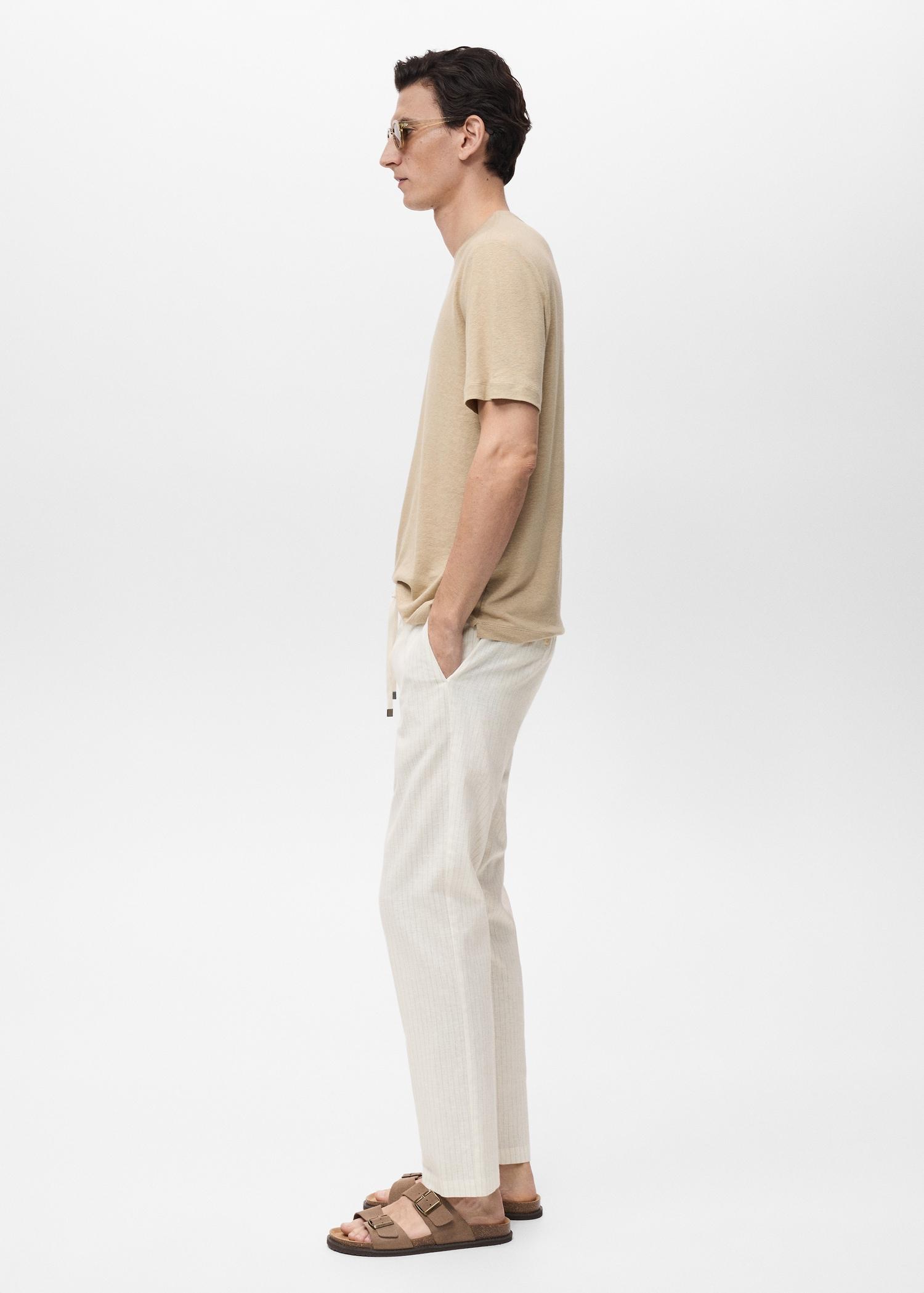 Pinstripe linen pants - Men | MANGO USA Product Image