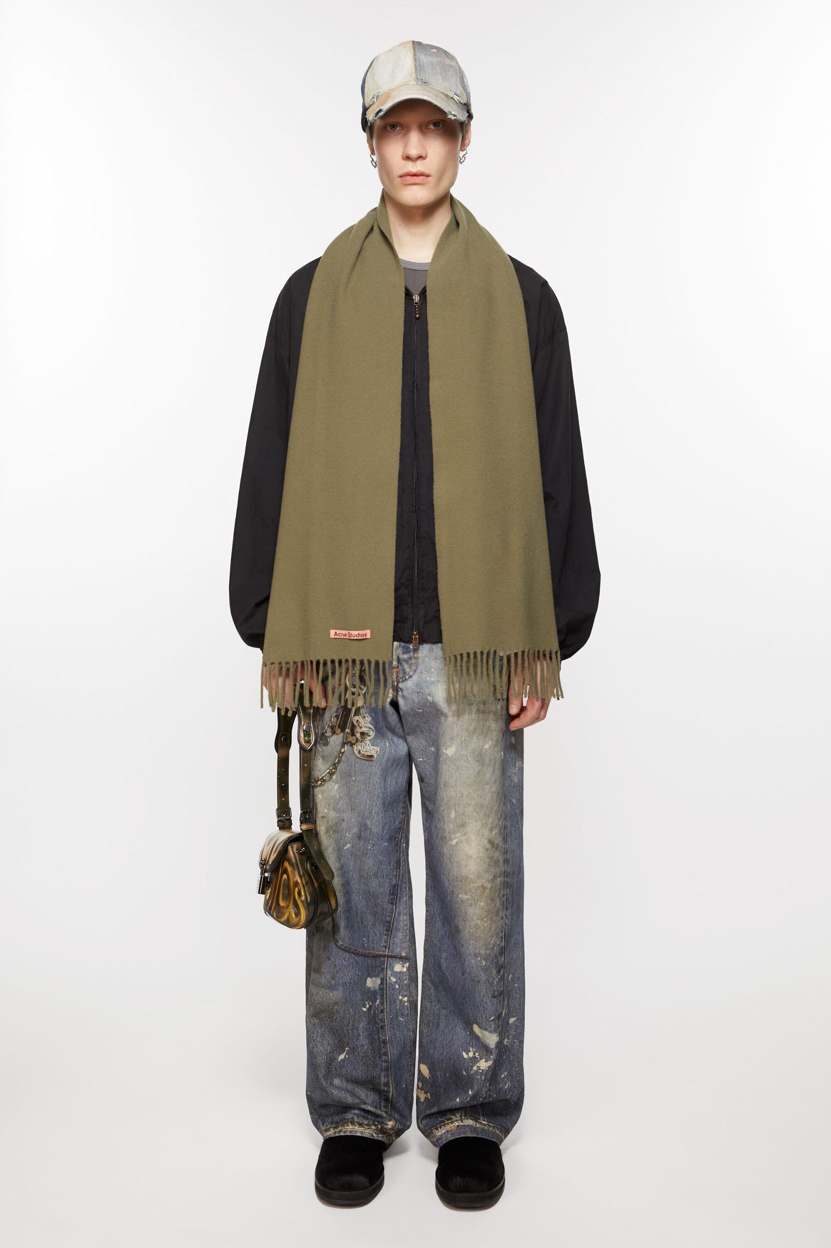 Fringe wool scarf - skinny Product Image