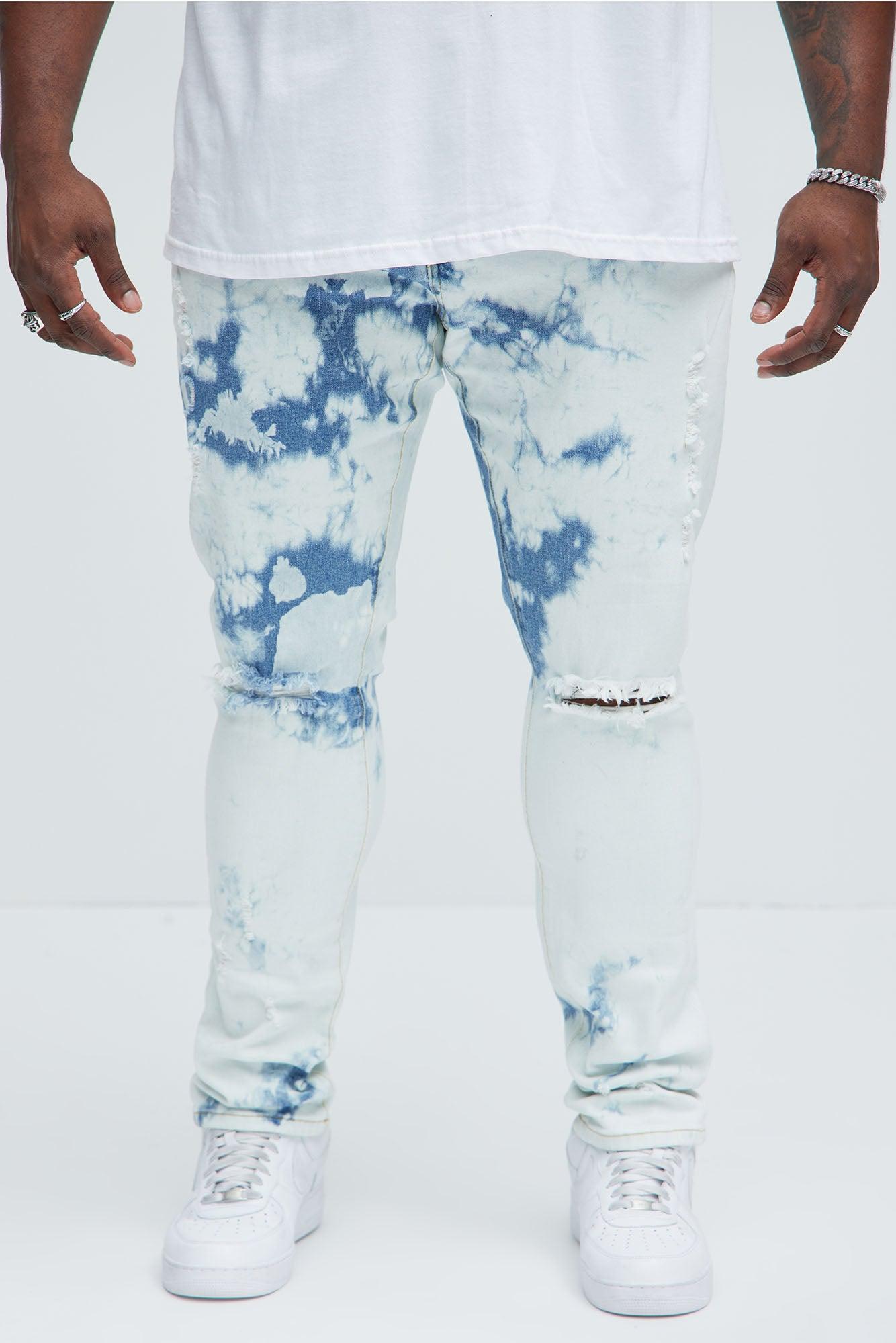Drop It Bleached Stacked Skinny Jeans - Bleach Blue Wash Product Image