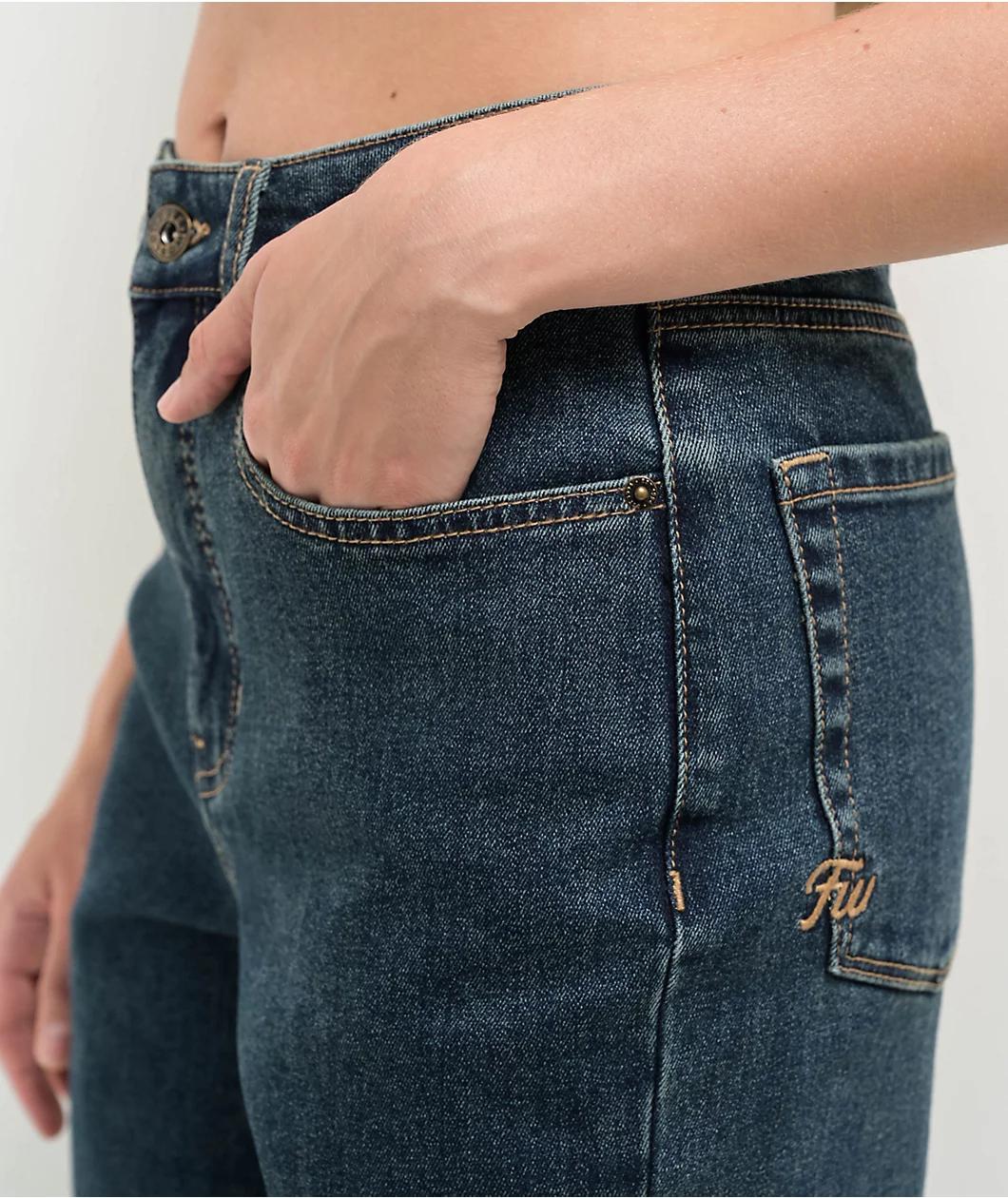 Freeworld Beach Straight Leg Blue Denim Jeans Product Image