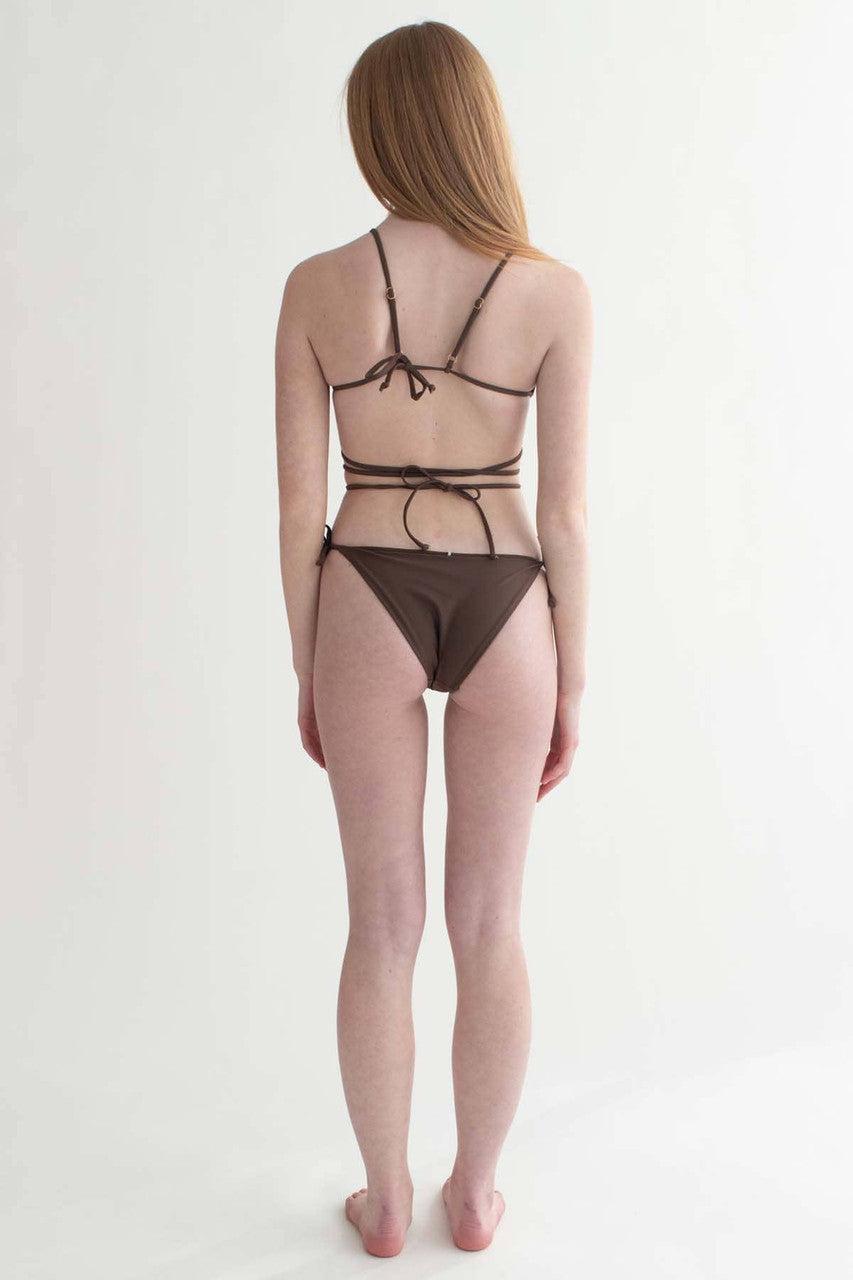 Brown Heart Front Strappy Bikini Bottom Product Image