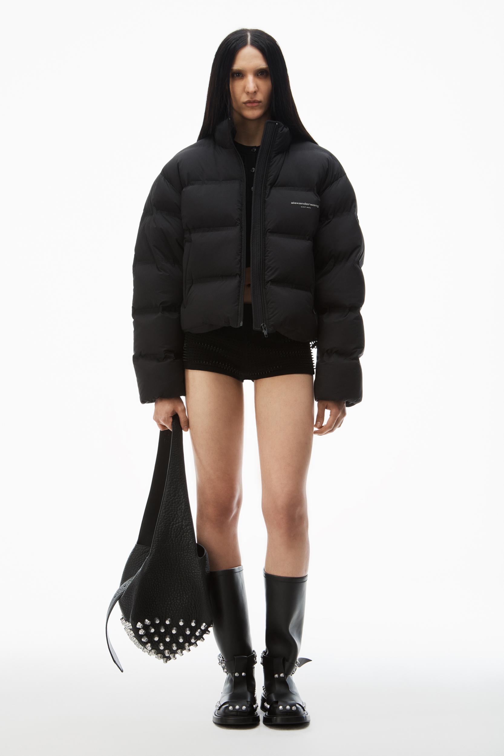 Cropped Puffer Coat With Reflective Logo Product Image