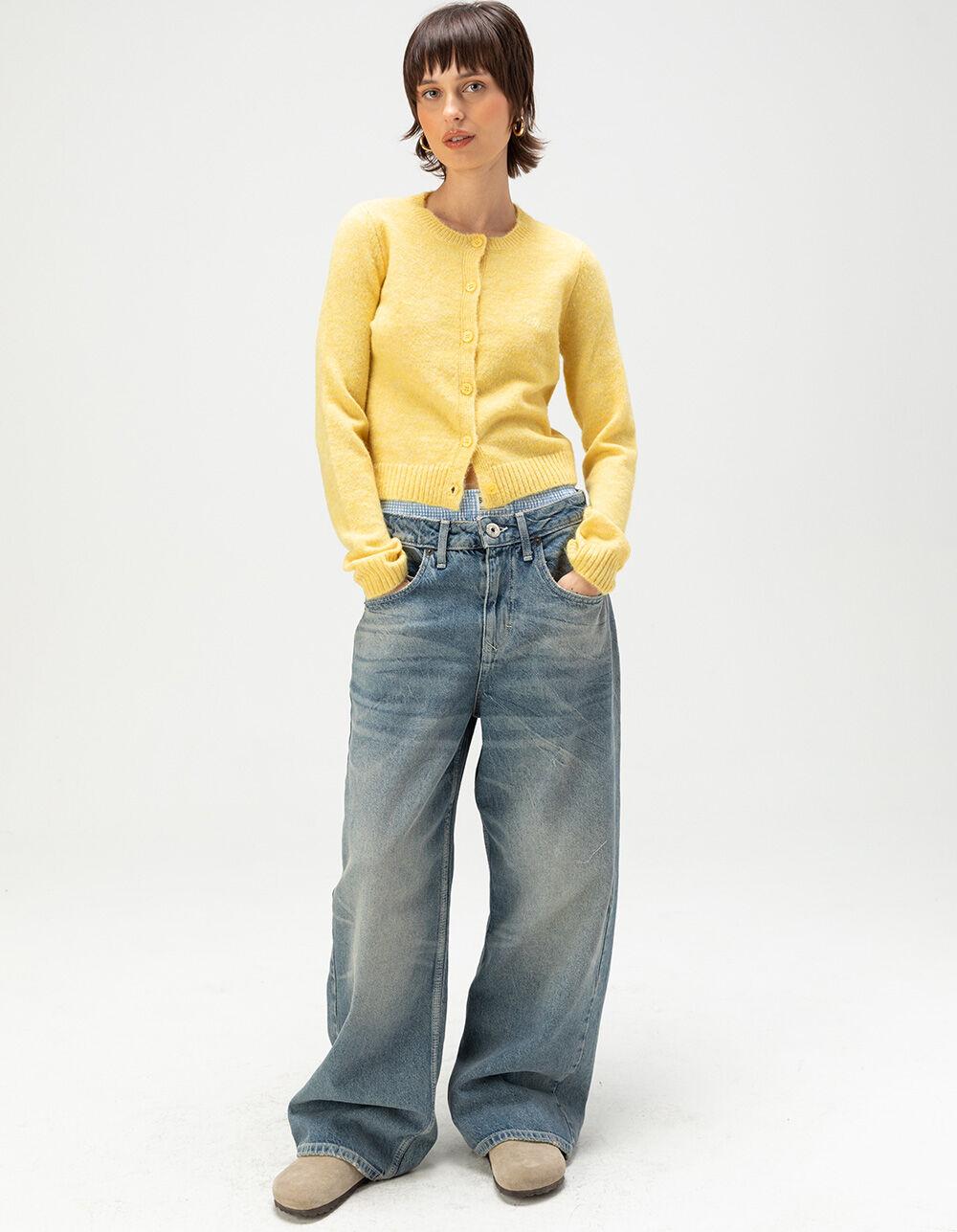 BDG Urban Outfitters Cozy Crewneck Womens Cardigan - YELLOW Product Image