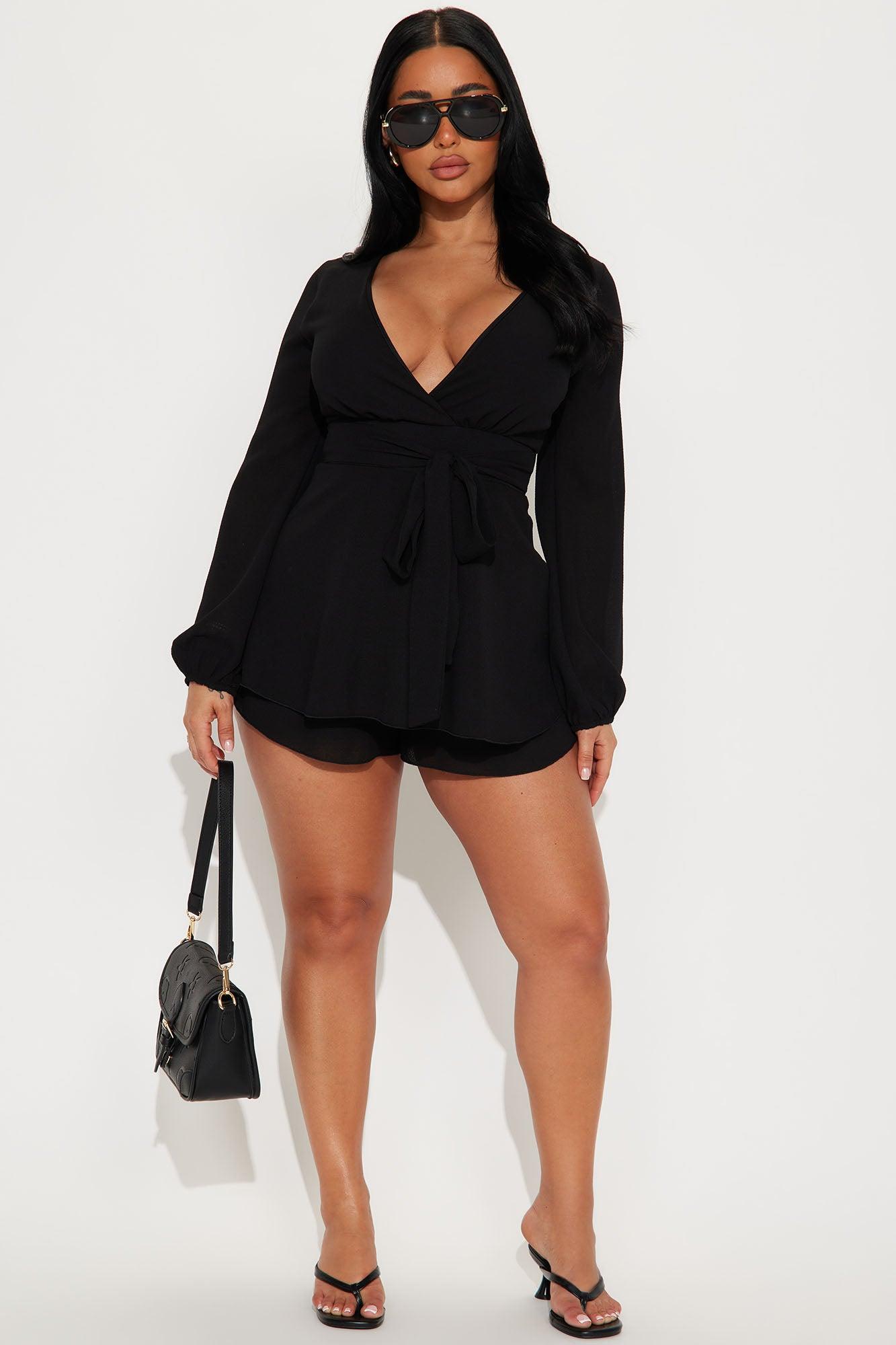 Hard To Resist Chiffon Romper - Black Product Image