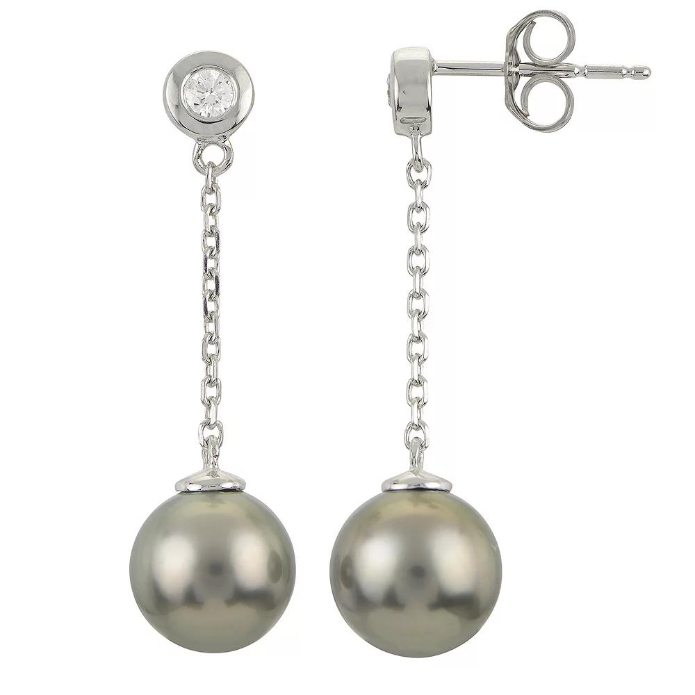 PearLustre by Imperial 14Kt White Gold Tahitian Cultured Pearl & Diamond Chain Drop Earrings, Womens, 14k Whgold Product Image