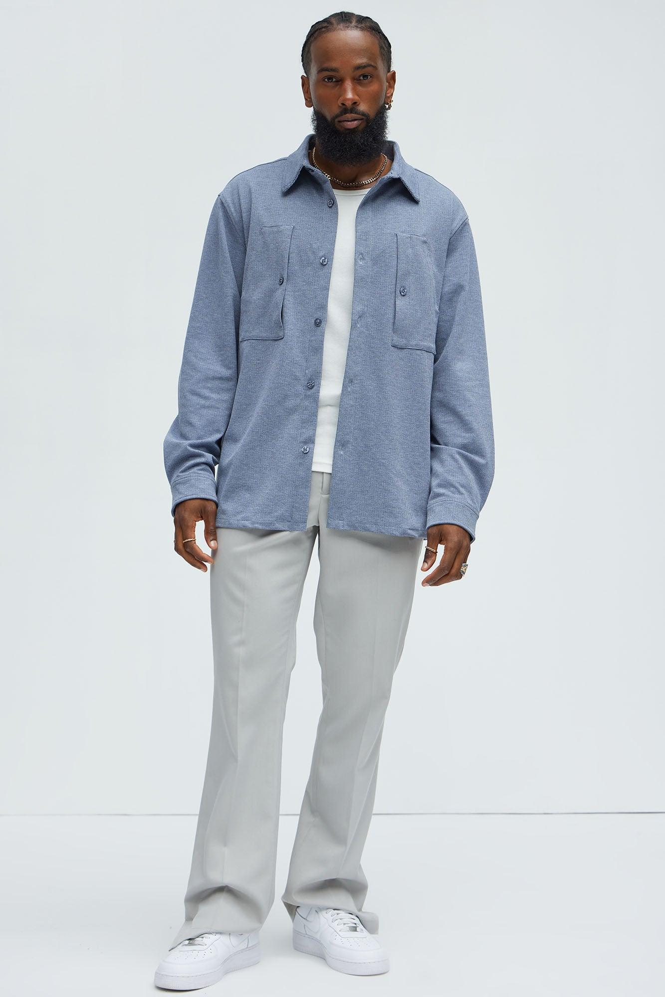 What U Need Stripe Button Up Shirt - Navy/combo Product Image