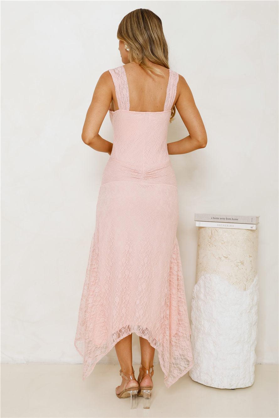 Moonrise Lace Off Shoulder Maxi Dress Pink Product Image