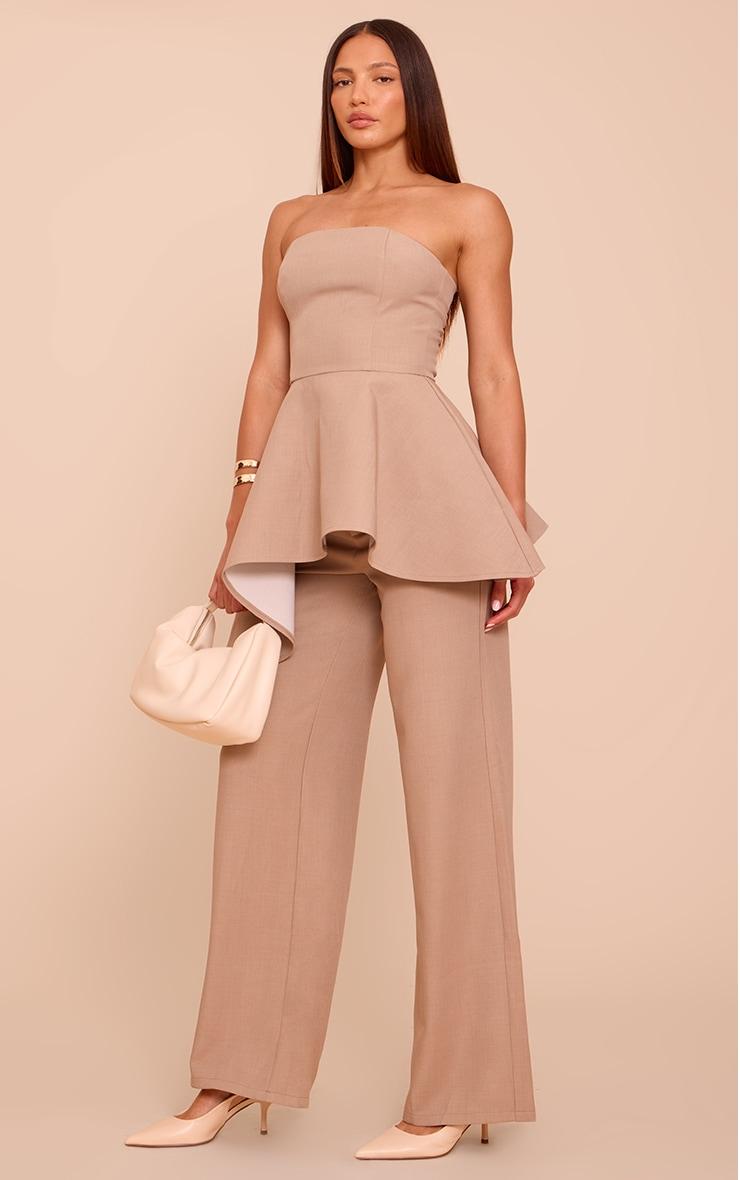 Tall Taupe Premium Tailored Asymmetric Bandeau Top Product Image