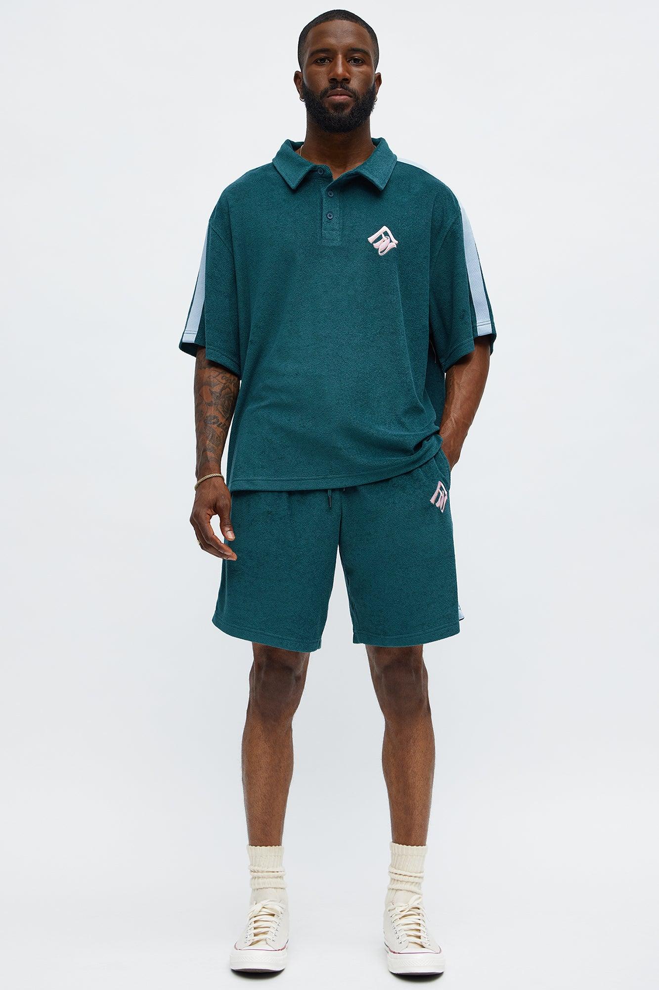 Relaxed Chateau Terry Embroidered Polo - Teal/combo Male Product Image