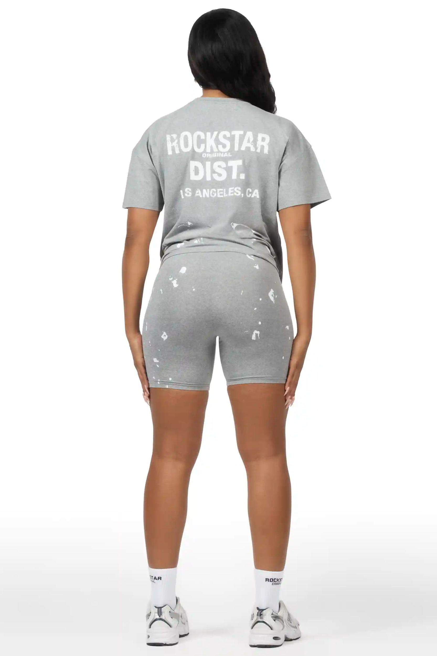 Living For It Heather Grey Bike Short Set Female Product Image