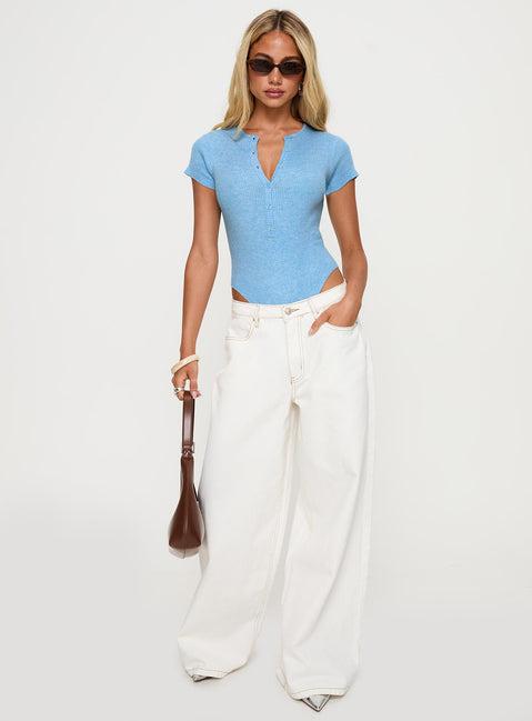 Kerra Short Sleeve Bodysuit Blue Product Image
