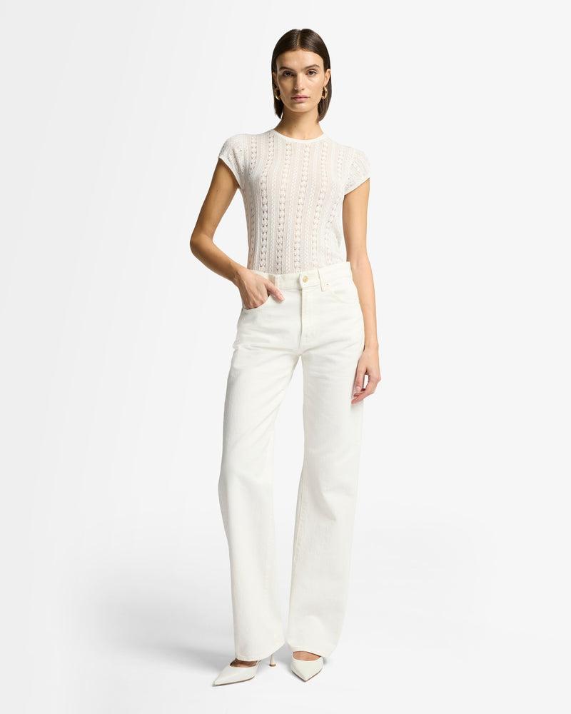 Short Sleeve Pointelle Crew Sweater Product Image