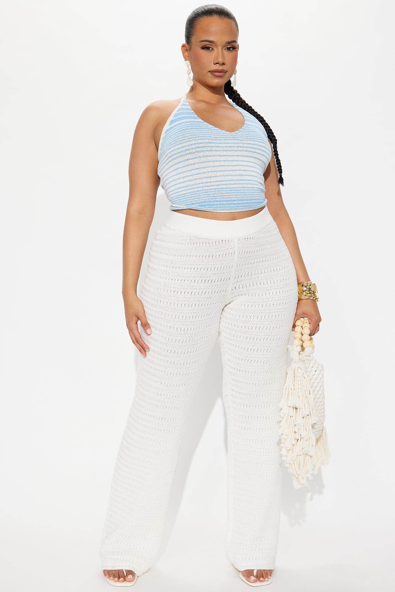 Live In Style Crochet Straight Leg Pant - White Female Product Image