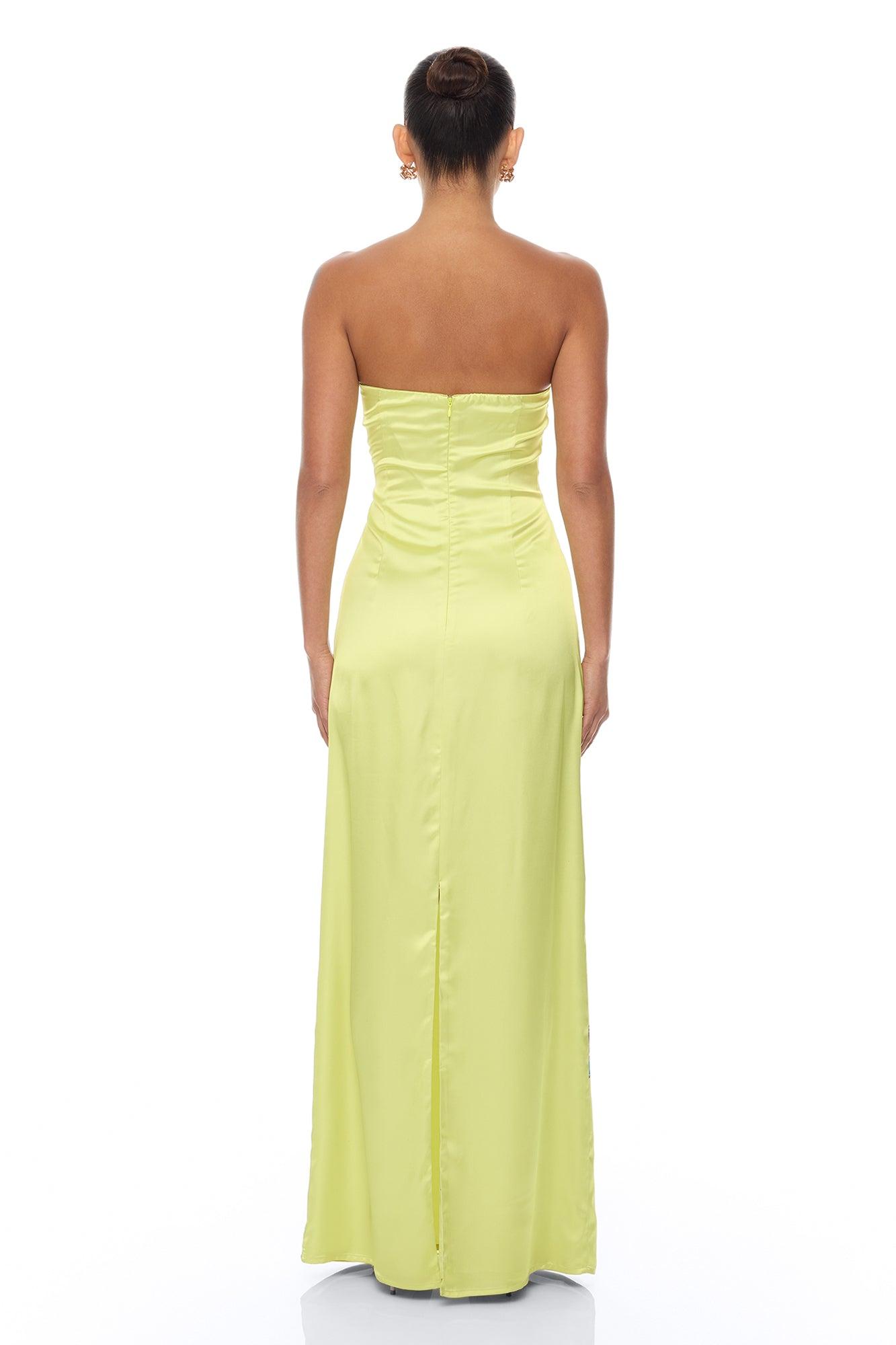 Raelynne Strapless Satin Maxi Dress - Lime Female Product Image