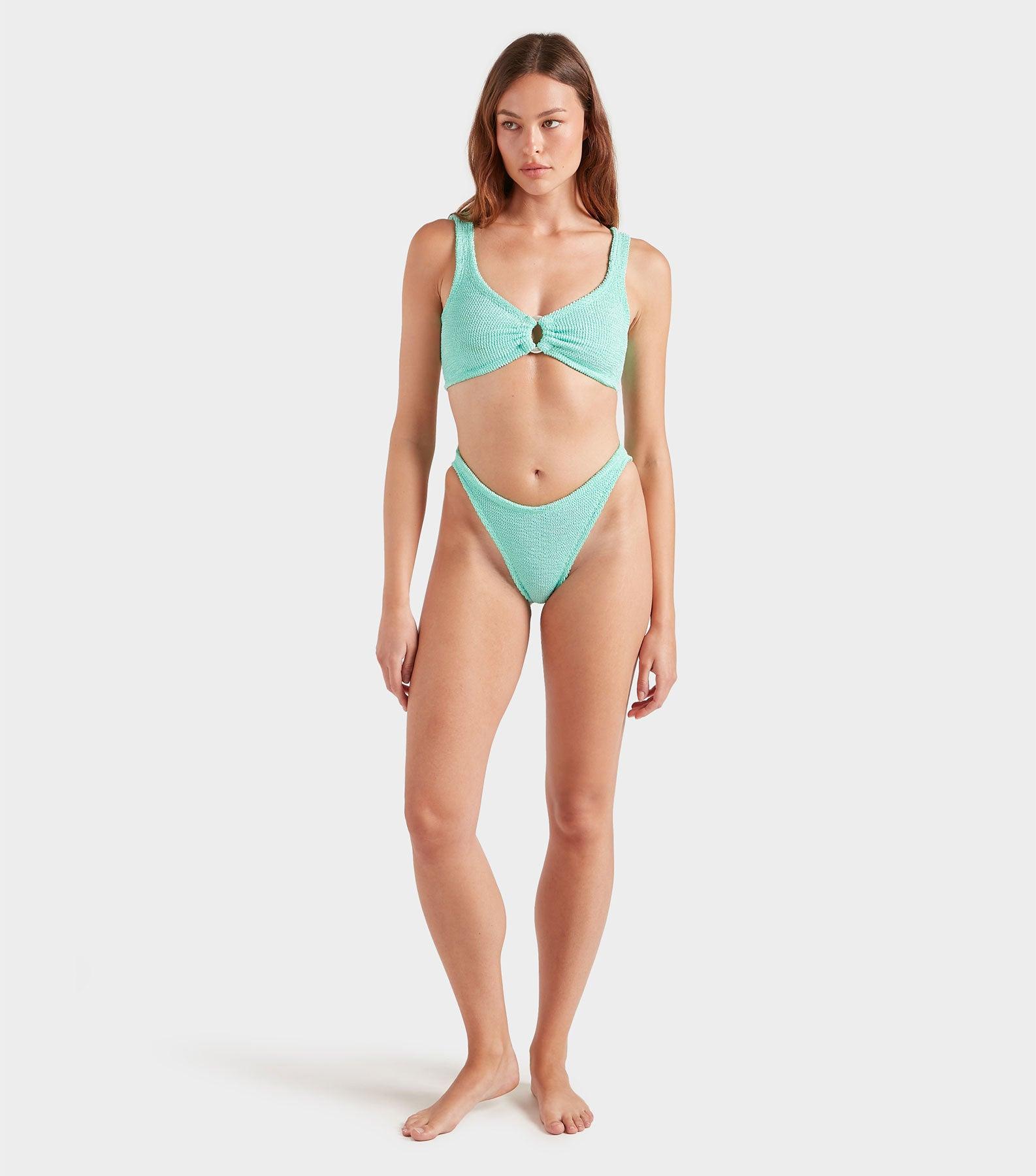 Julia Bikini With Pearly Hoop - Metallic Mint Product Image